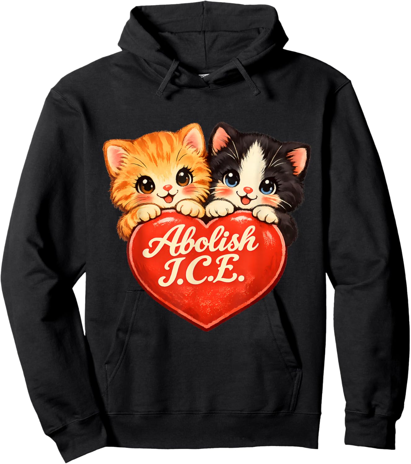 Abolish ICE Cat Valentines Day Hoodie - Hoodie | Black