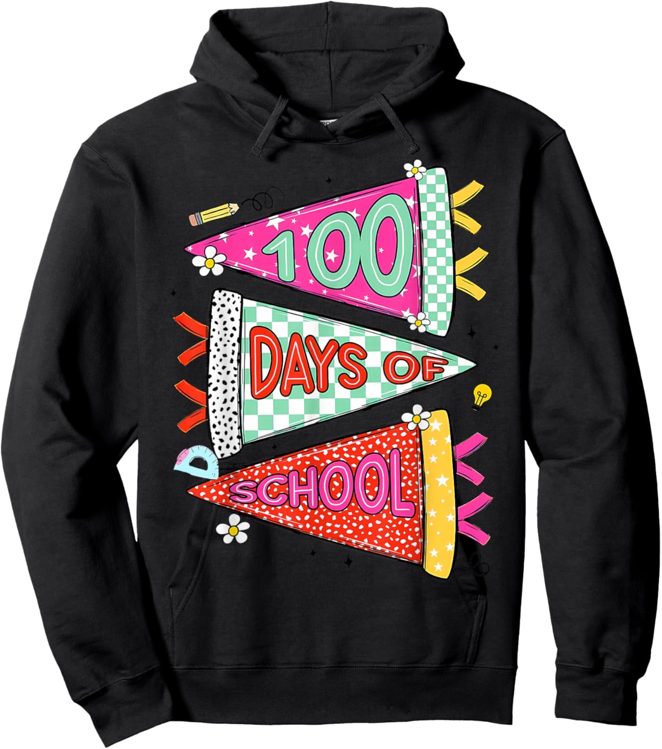 Happy 100 Days of School 100th Days Gift Teacher Girl Boy Hoodie - Hoodie | Black
