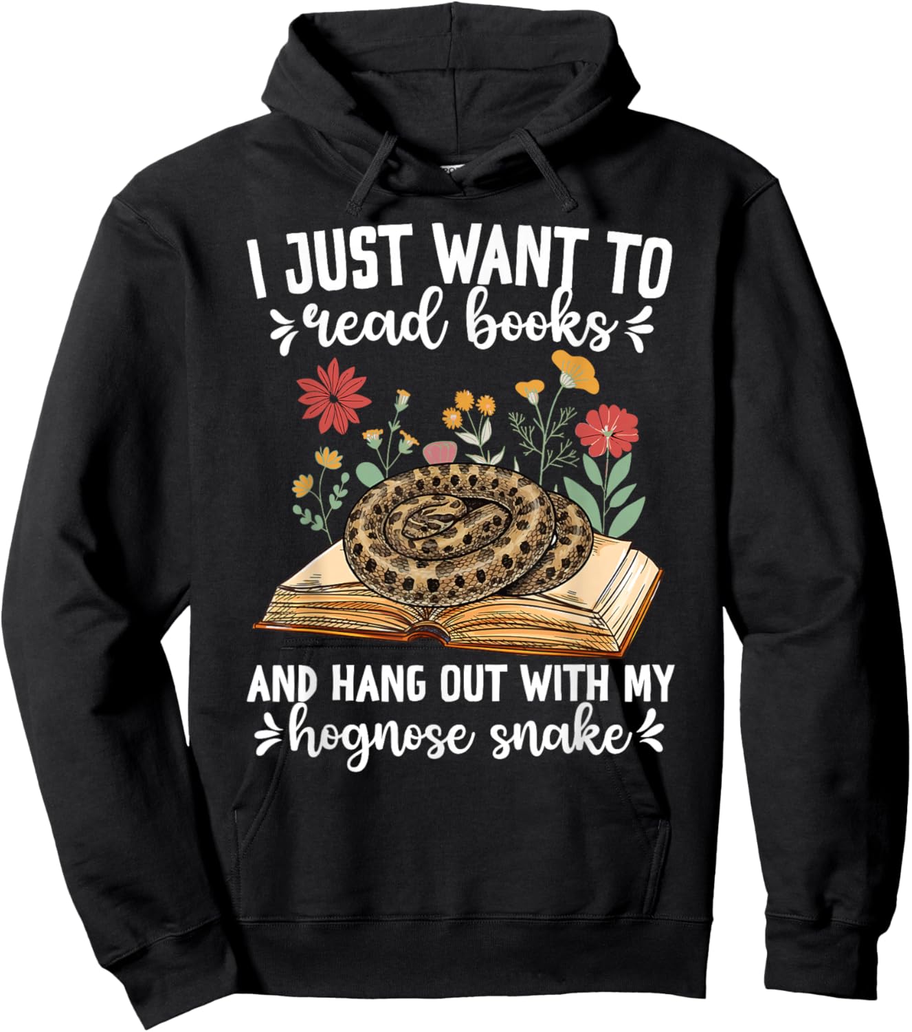 Books and My Hognose Snake Owner Hognose Snake Lover Hoodie - Hoodie | Black