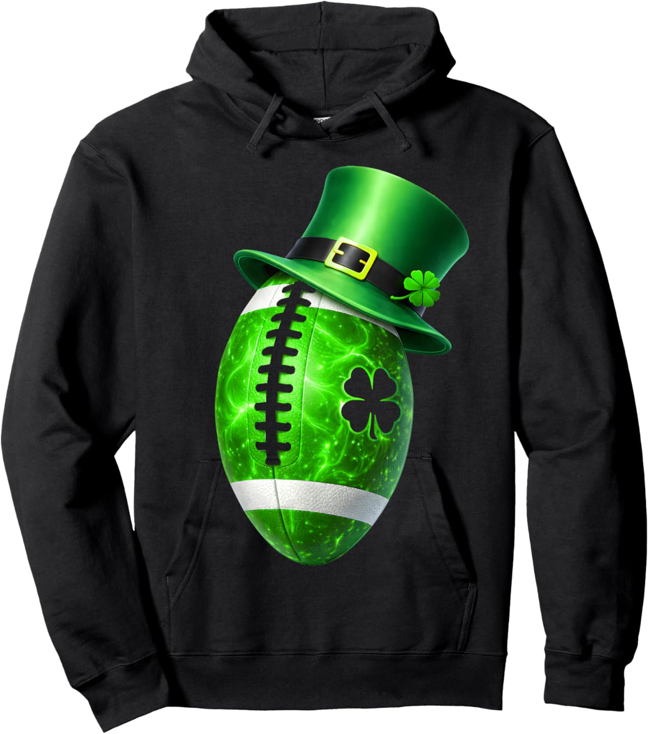 Funny Shamrock Leprechaun Football St Patricks Men Boy Kid Hoodie - Hoodie | Black