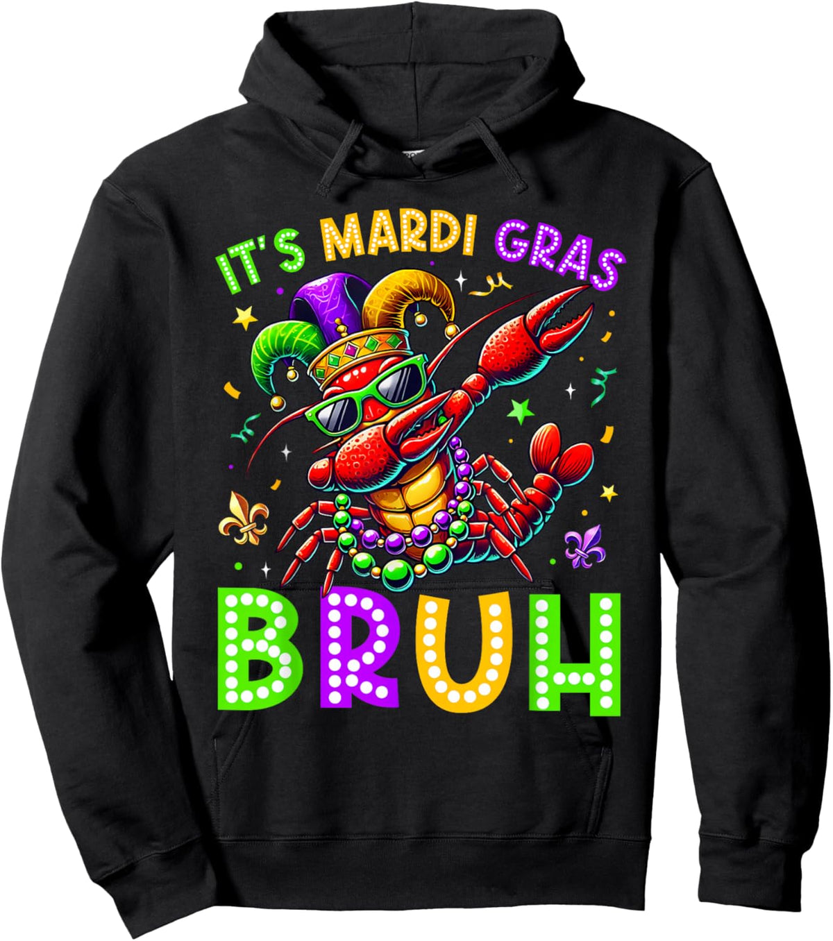 It's Mardi Gras Bruh Dabbing Crawfish Carnival Boy Girl Kid Hoodie - Hoodie | Black