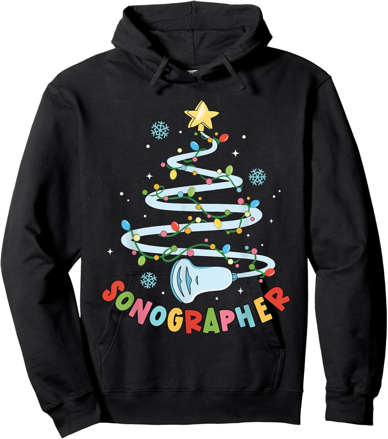 Funny Sonographer Christmas Tree Ultrasound Matching Group Hoodie - Hoodie | Black