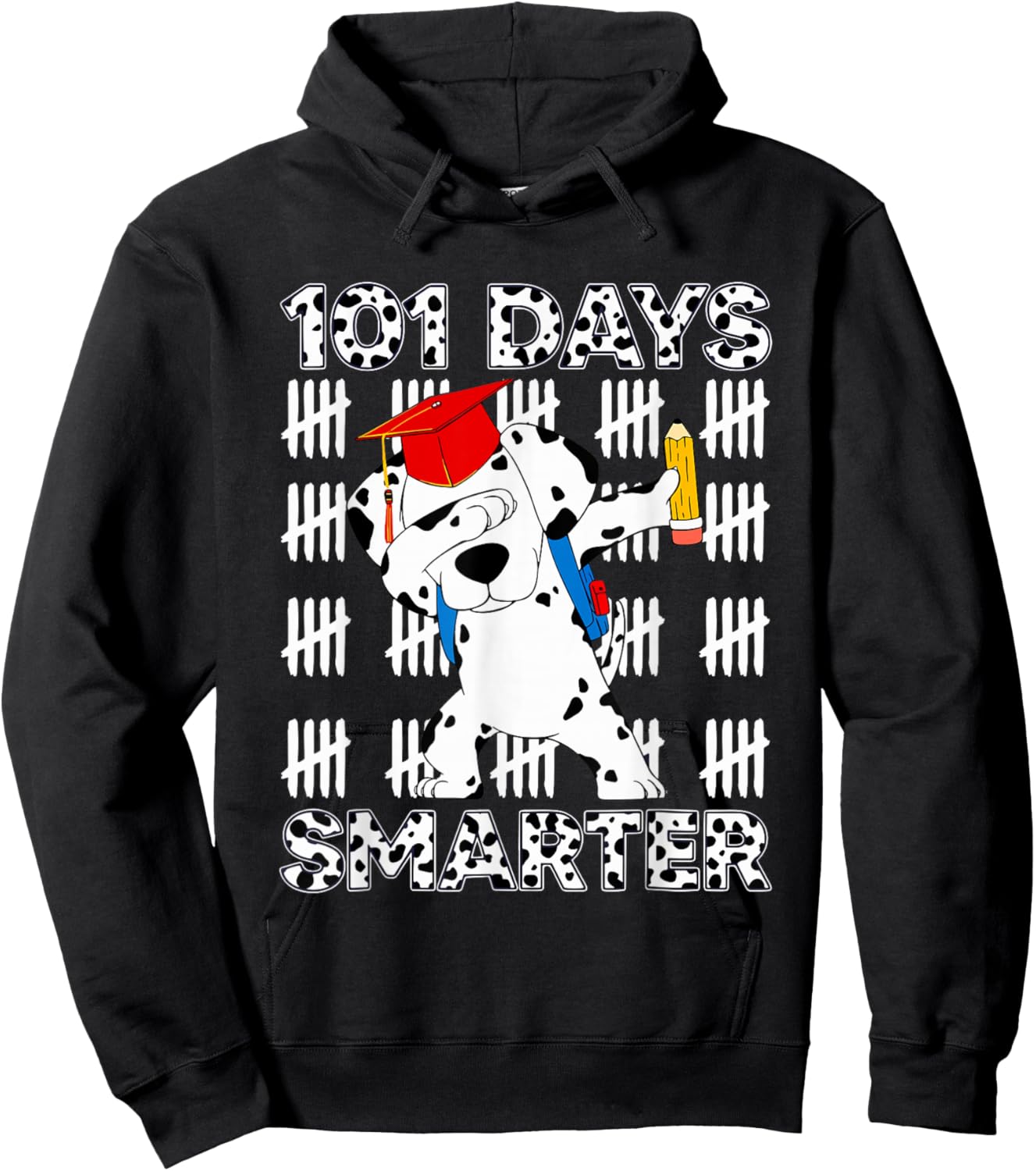 100 Days School Dabbing Dalmatian Dog Teachers Kids Teen Hoodie - Hoodie | Black