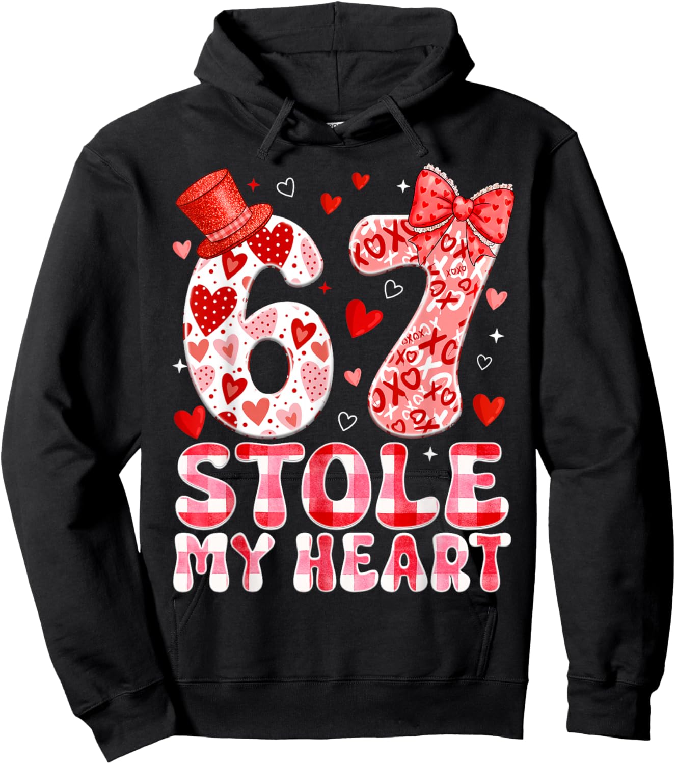 67 Valentines Stole My Heart Six Seven Meme 6 7 Women Kid Hoodie - Hoodie | Black