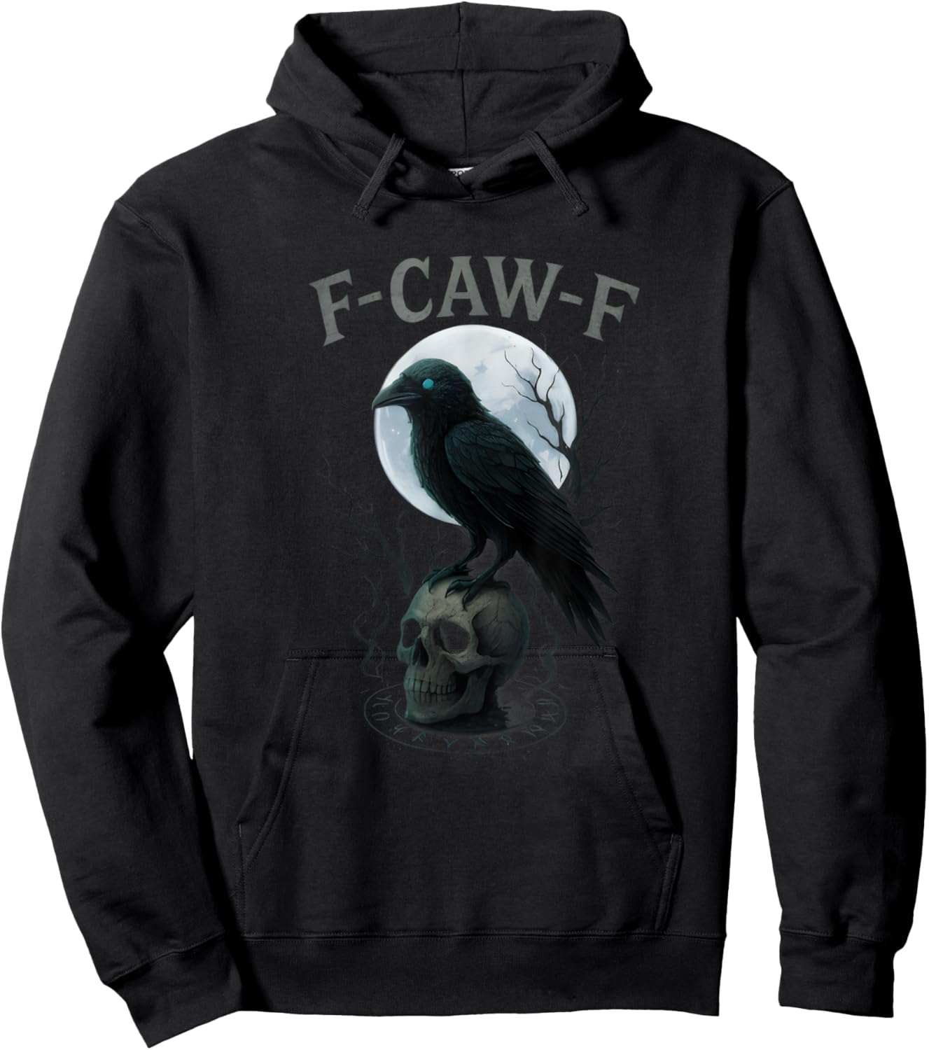 Gothic Black Crow F-Caw-F Raven Skull Moon Halloween Hoodie - Hoodie | Black