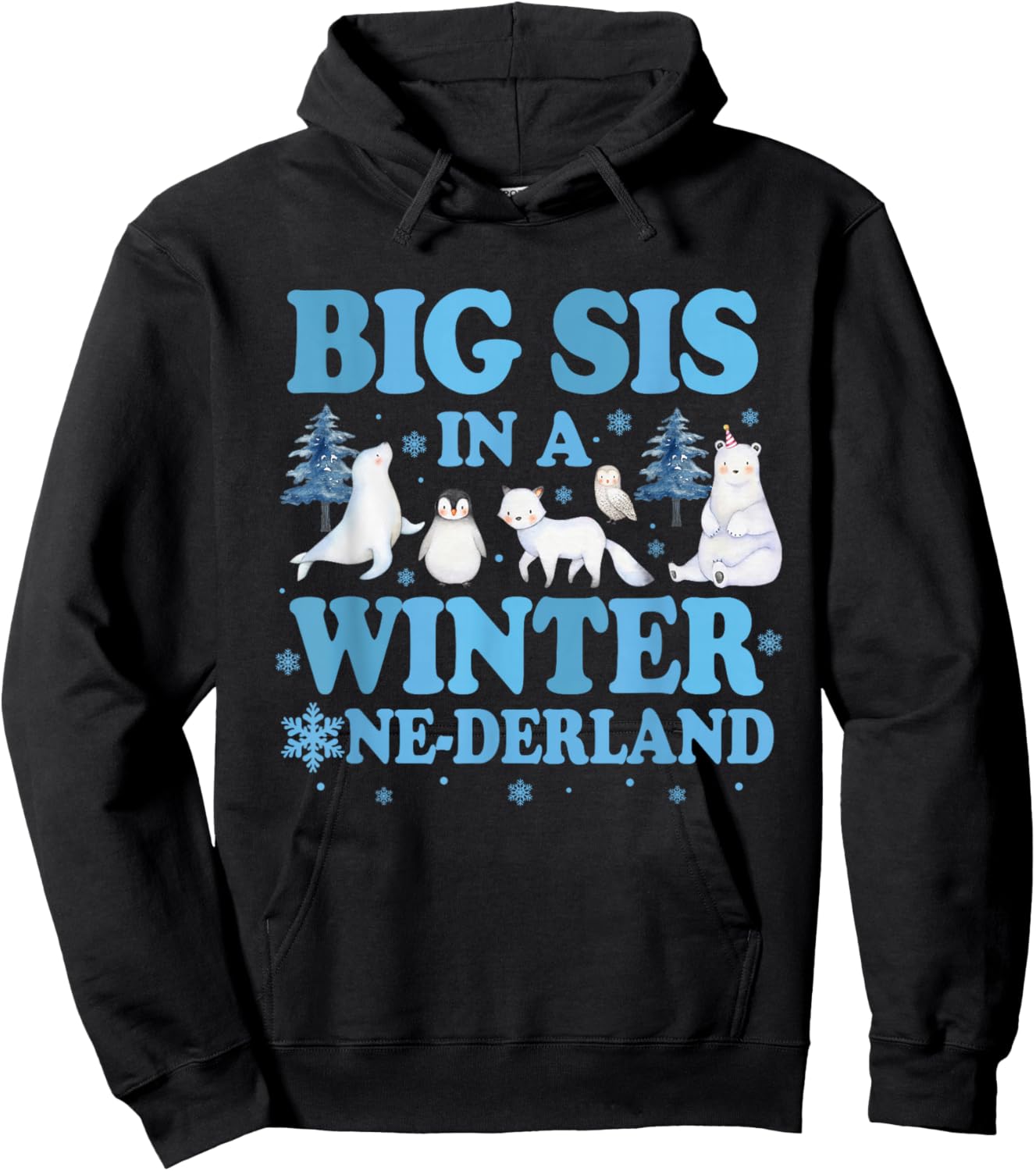 Big Sis in a Winter Onederland Birthday Boy Arctic Animals Hoodie - Hoodie | Black