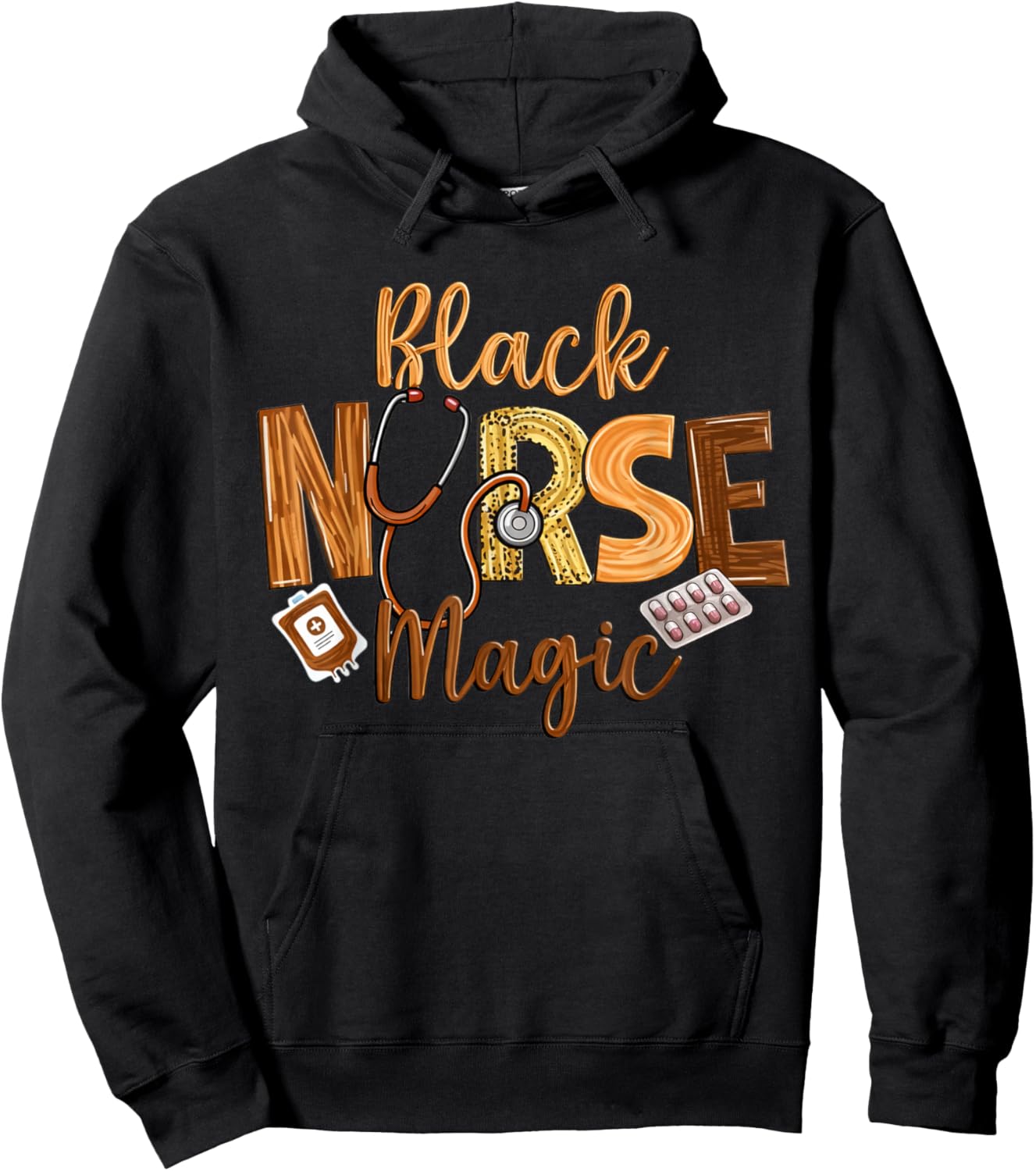 Black Nurse Magic Stethoscope IV Pills Art Hoodie - Hoodie | Black