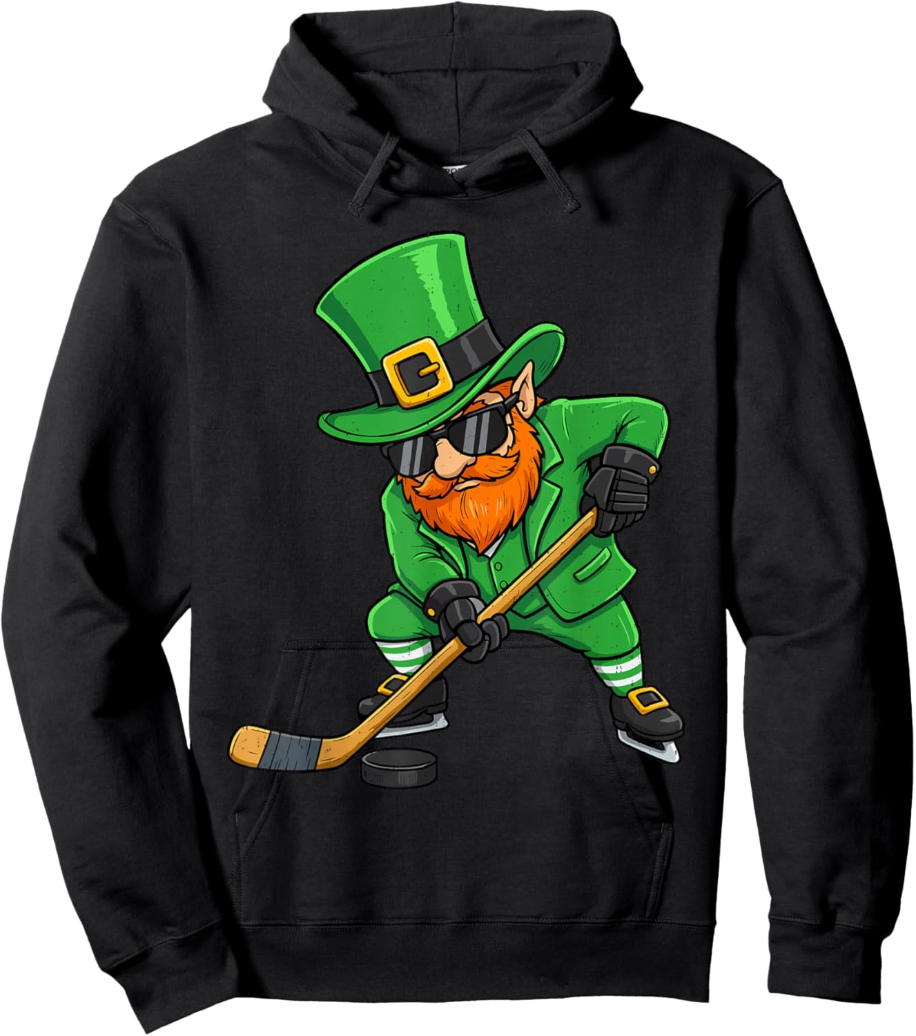 Leprechaun Ice Hockey Green St Patricks Day Sport Boys Kids Hoodie - Hoodie | Black