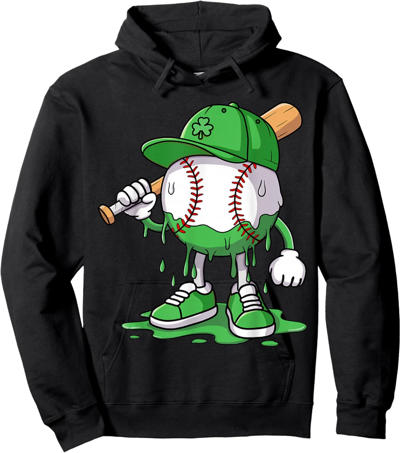 Boys Happy St Patricks Day Kids Baseball Ice Cream Drip Hoodie - Hoodie | Black