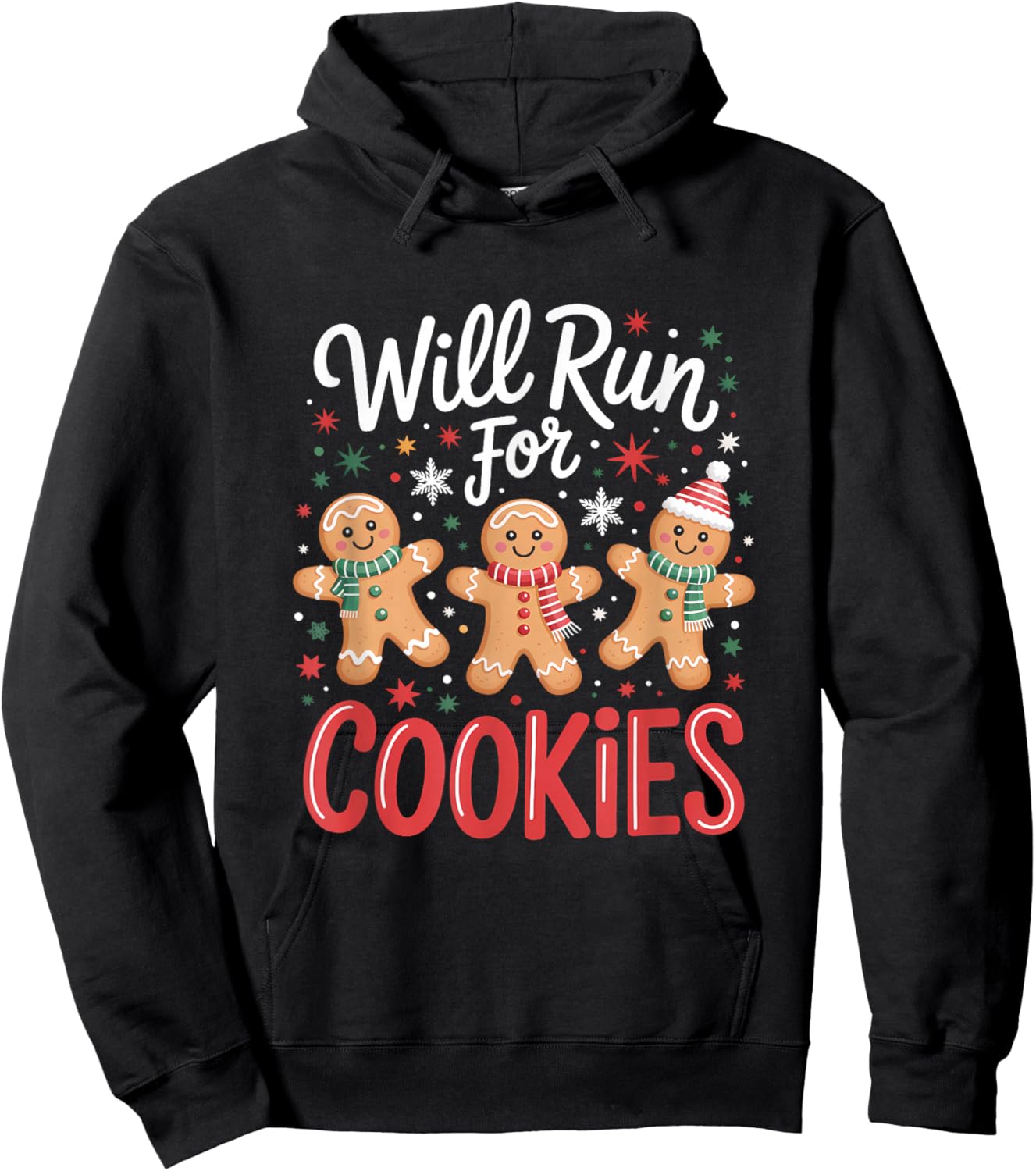 Will Run for Cookies Funny Christmas Gingerbread Gym Hoodie - Hoodie | Black