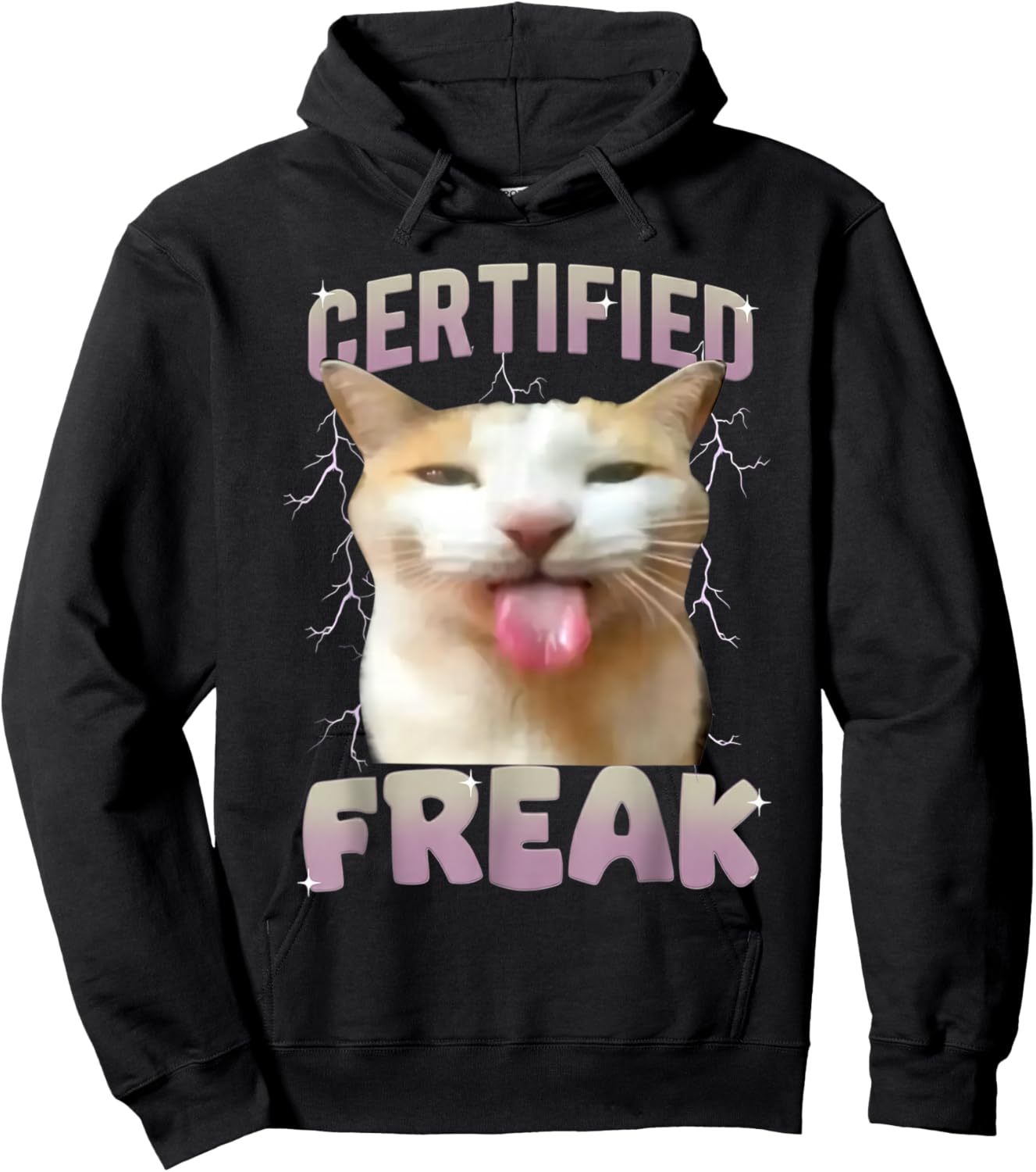Cat Meme Certified Freak Eat Cement Cursed Cats Humor Funny Hoodie - Hoodie | Black