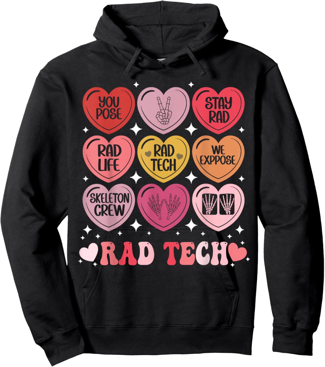 Rad Tech Valentine's Day Radiology X-Ray Radiate Heart Candy Hoodie - Hoodie | Black