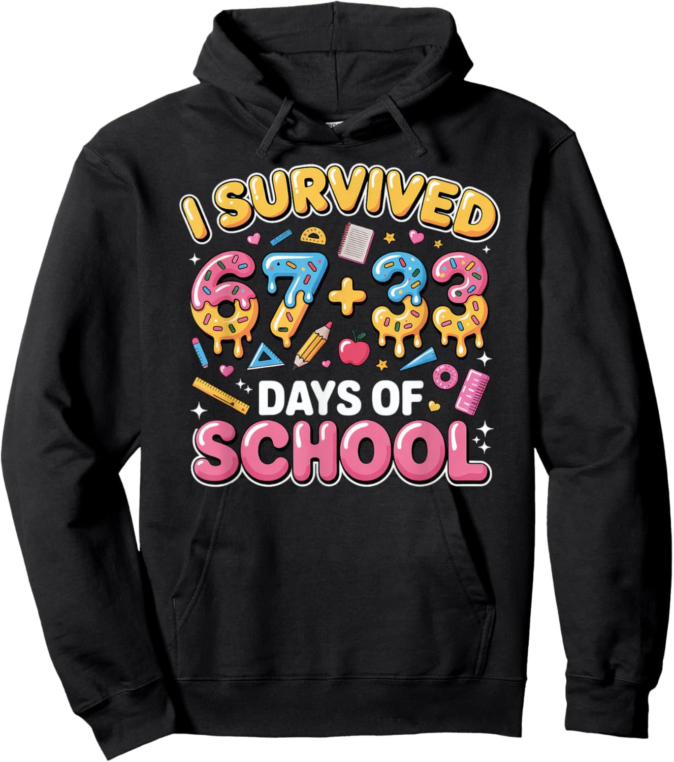 I Survived 67 33 Days of School 100 Days Hoodie - Hoodie | Black