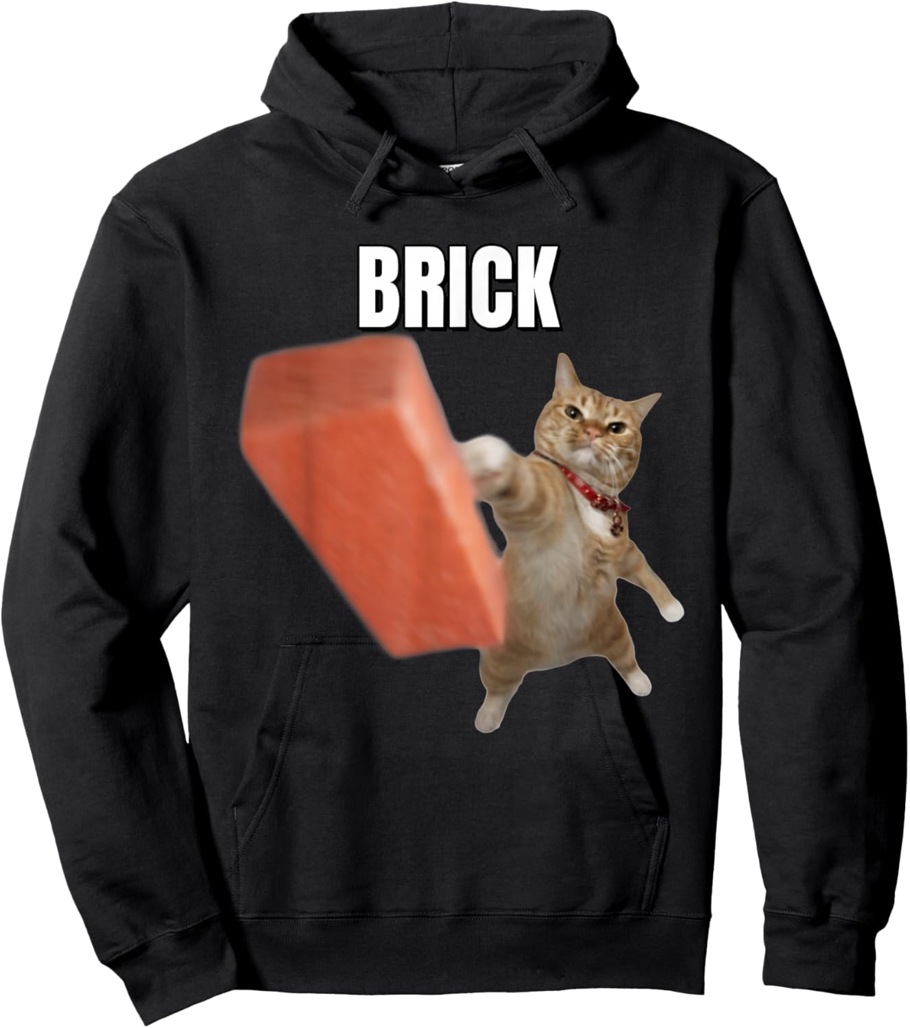 Funny Cat Throwing Brick Cats Meme Brainrot Humor Hoodie - Hoodie | Black