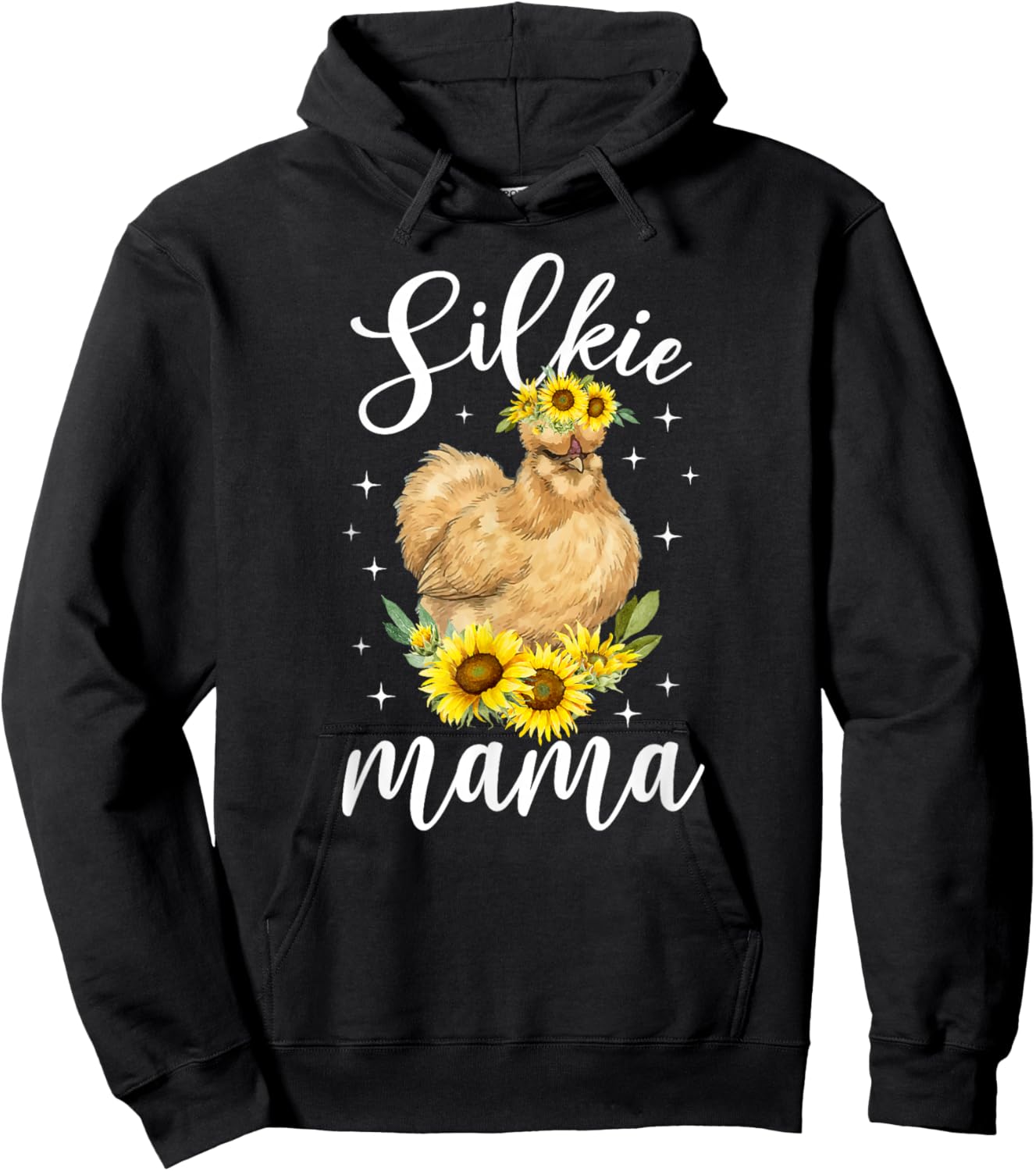 Silkie Mama Flowers Silkie Chicken Lover Silkie Owner Hoodie - Hoodie | Black