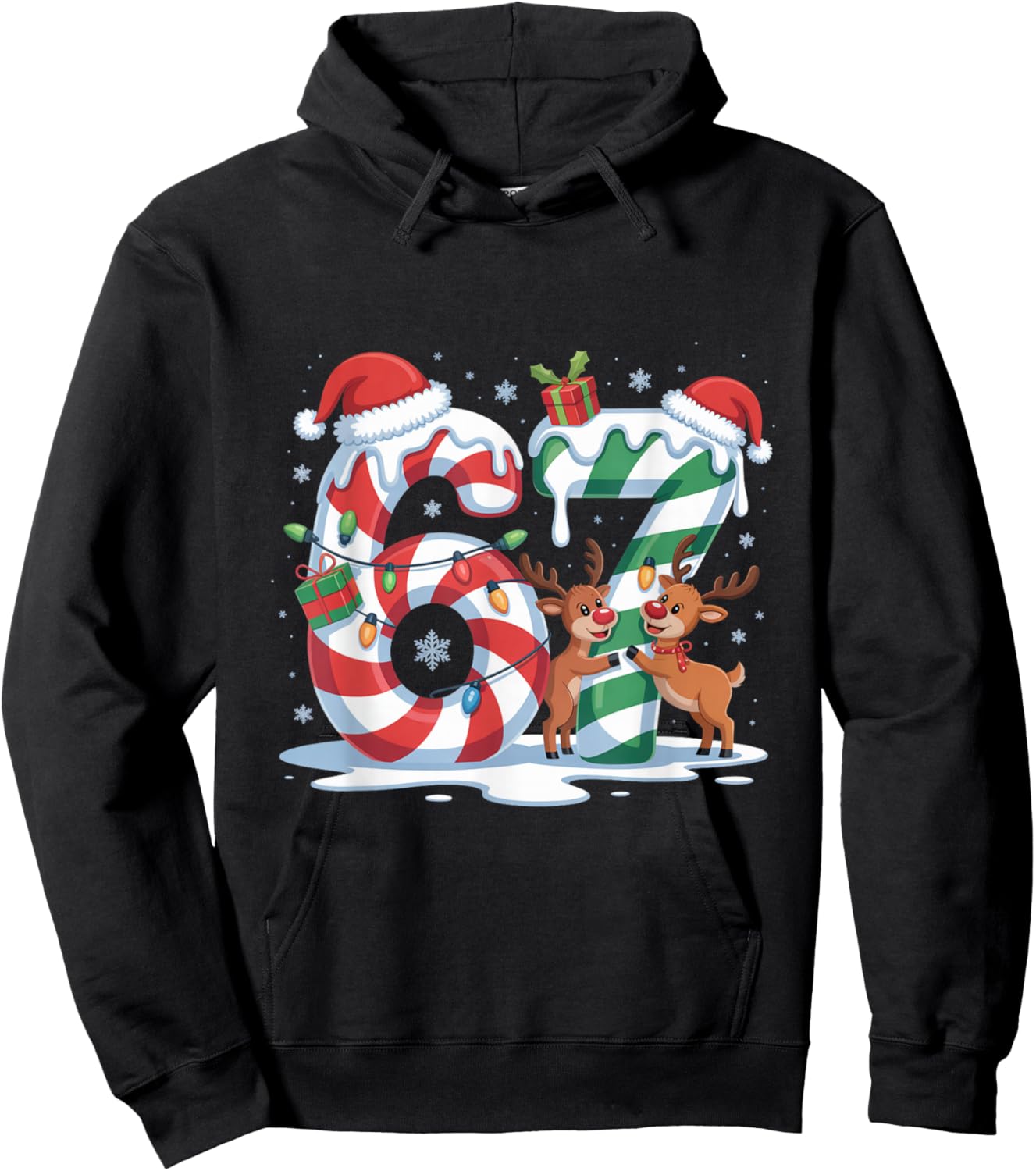 Christmas 67 Funny Xmas Six Seven Ugly Sweater 6-7 Hoodie - Hoodie | Black