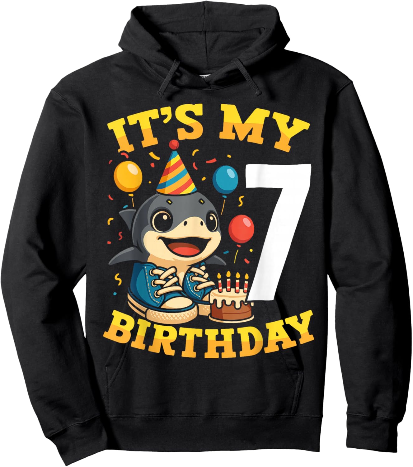 Italian Brainrot It's My Birthday 7 Age 7th Kids Boys Girls Hoodie - Hoodie | Black