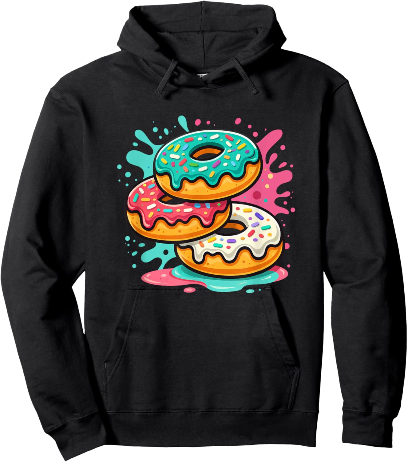 Colorful Donut for Kids who Loves Donuts for Donut Day Fans Hoodie - Hoodie | Black