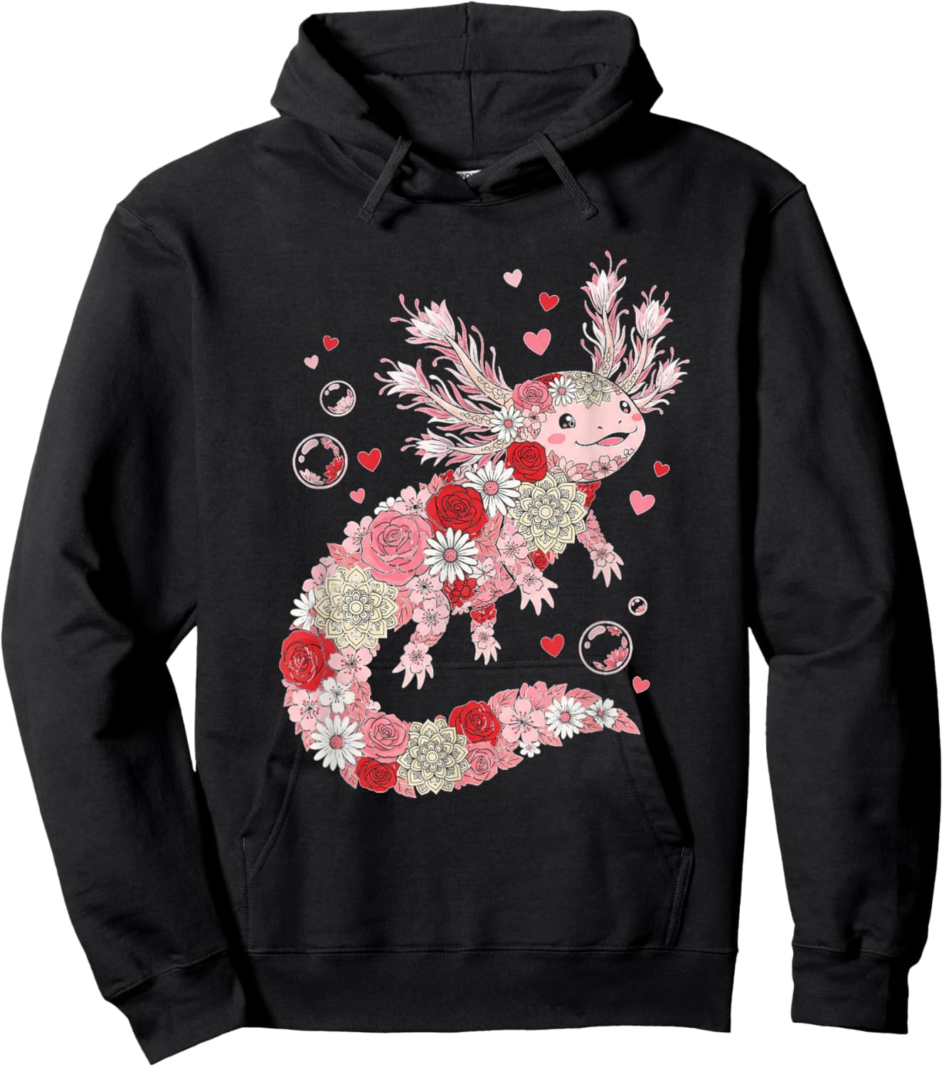 Love Axolotl Valentine Cute Axolotls Lover Valentines Day Hoodie - Hoodie | Black
