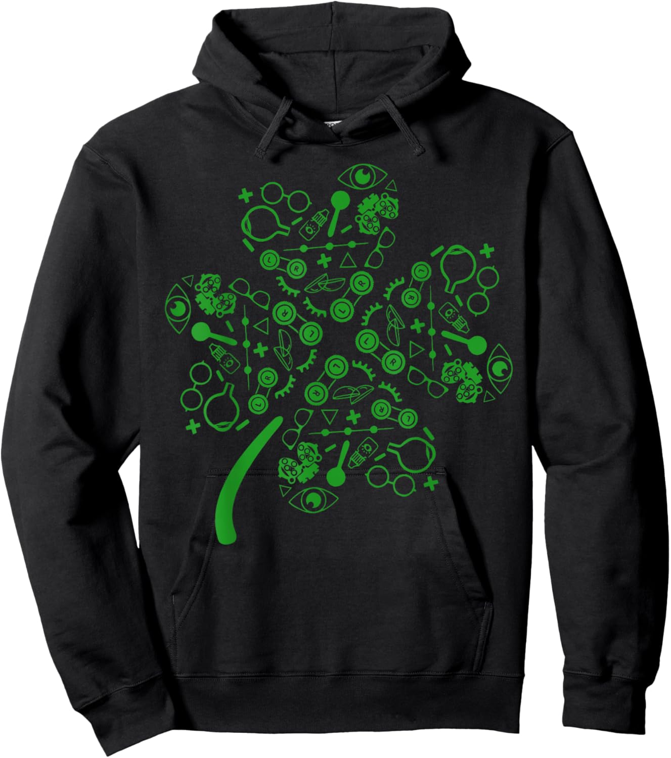 Optometry Symbols Shamrock Optometrist St Patrick's Day Hoodie - Hoodie | Black