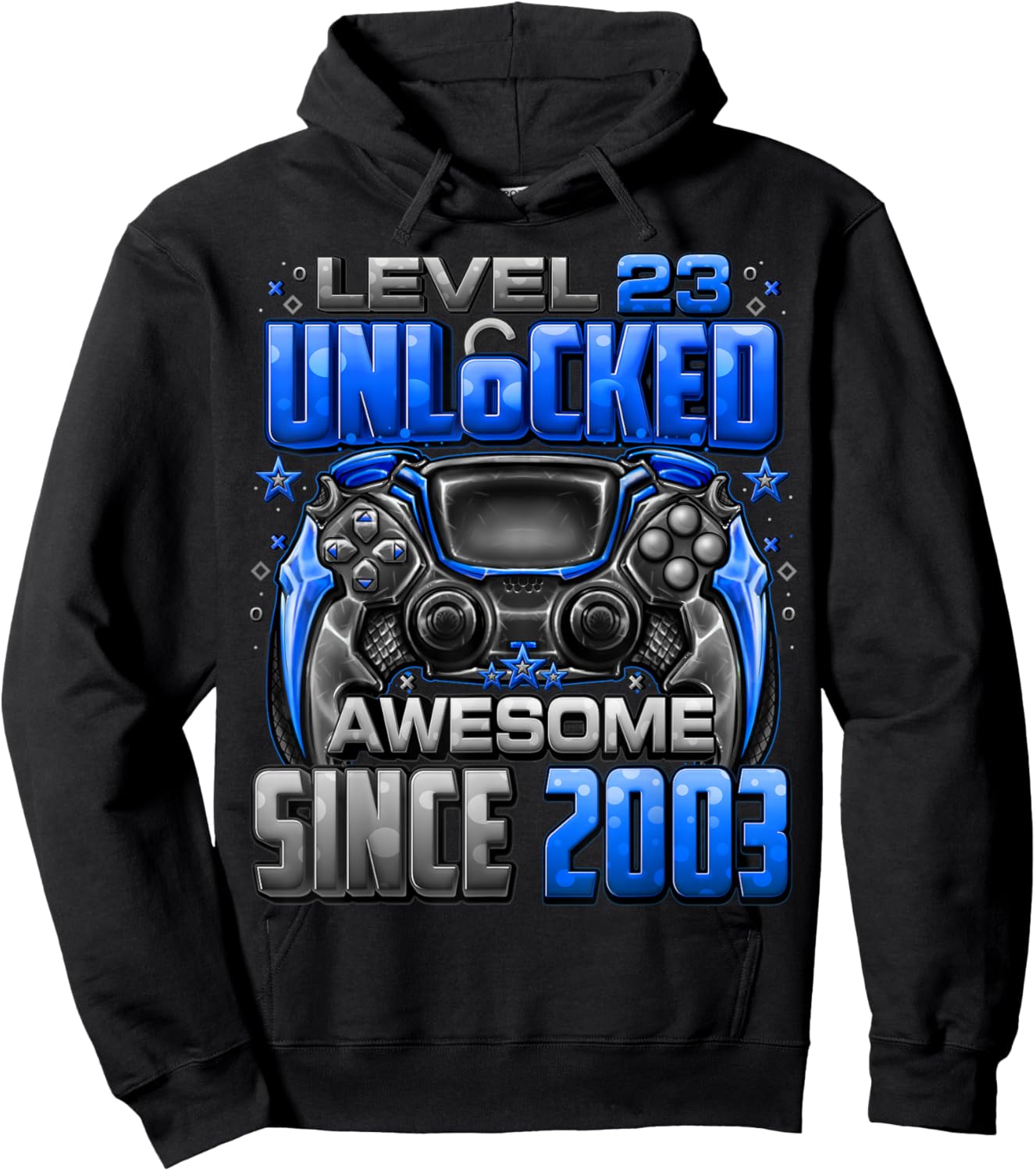 Level 23 Unlocked Awesome Since 2003 23rd Birthday Gaming Hoodie - Hoodie | Black