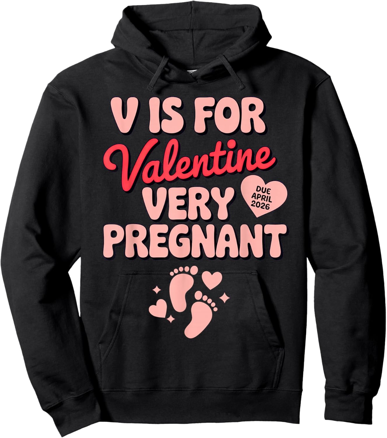 V is for Very Pregnant Valentine Hoodie - Hoodie | Black