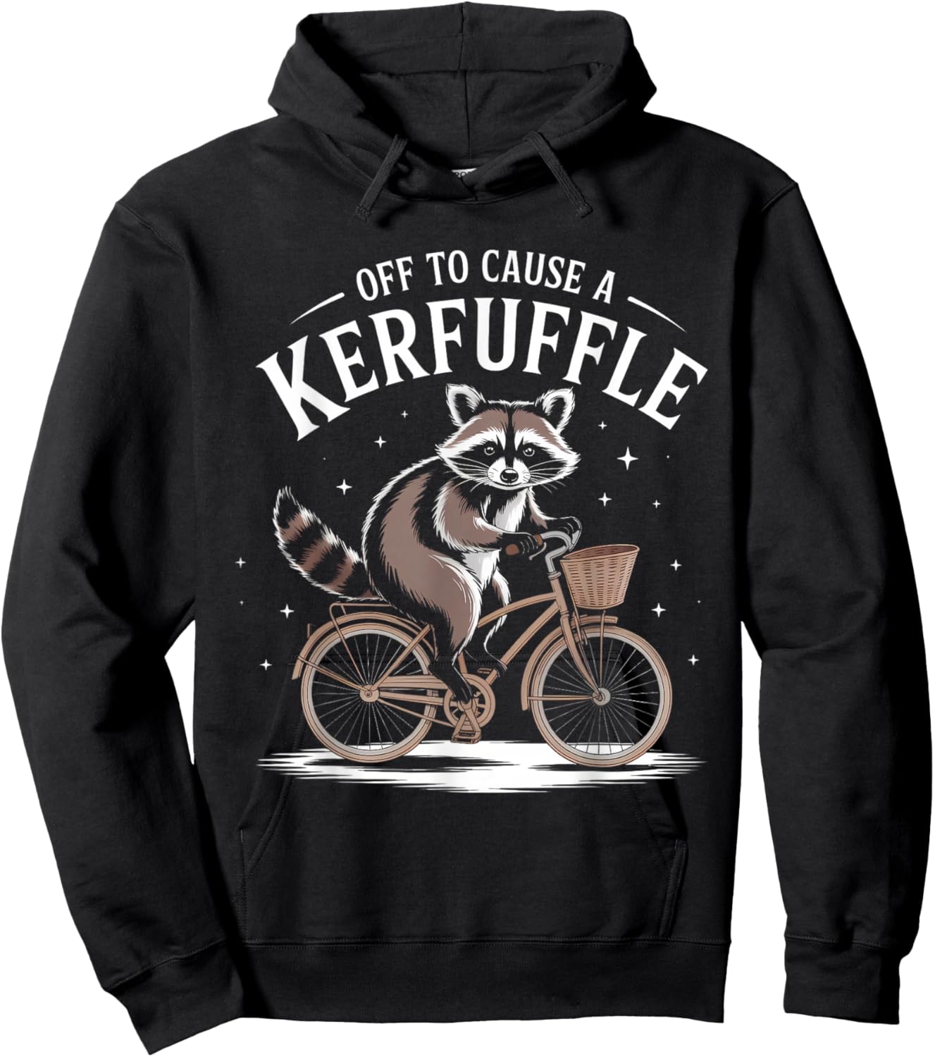 Off to Cause a Kerfuffle Raccoon on Bike Hoodie - Hoodie | Black
