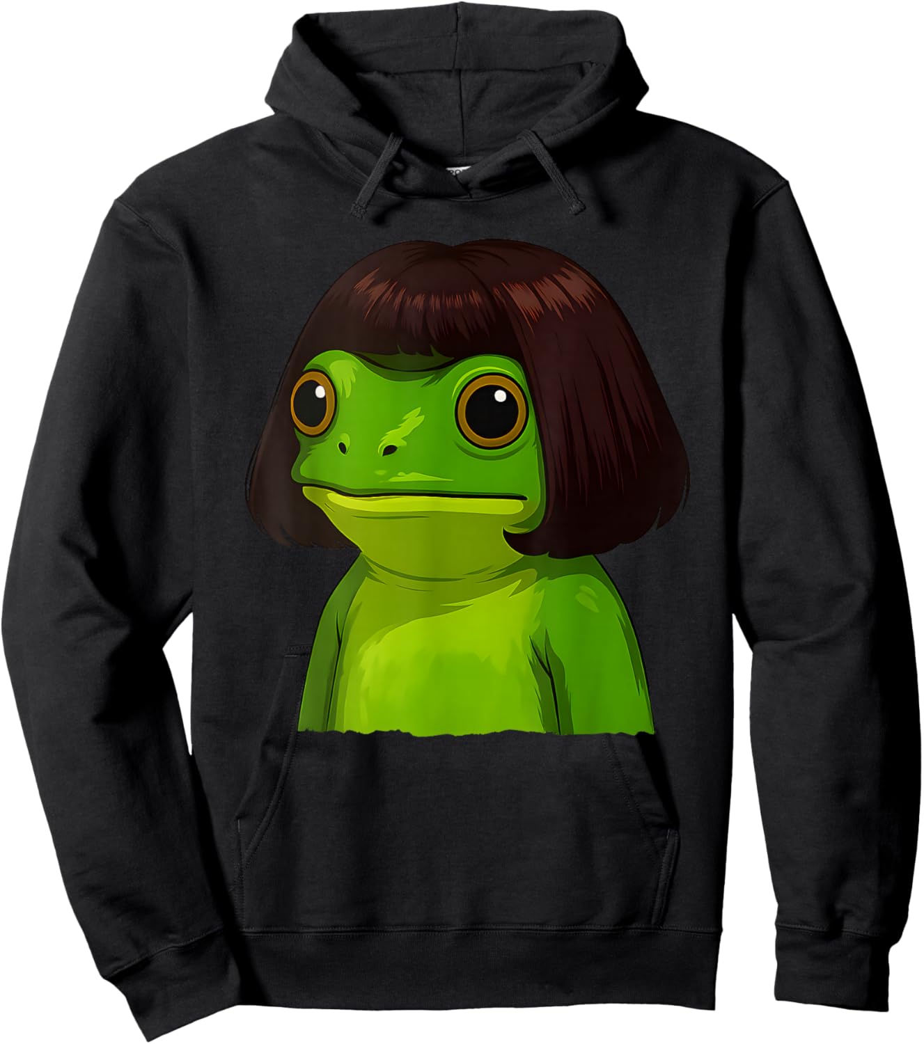 Funny Frog Bob Haircut Meme Women Kids Hoodie - Hoodie | Black