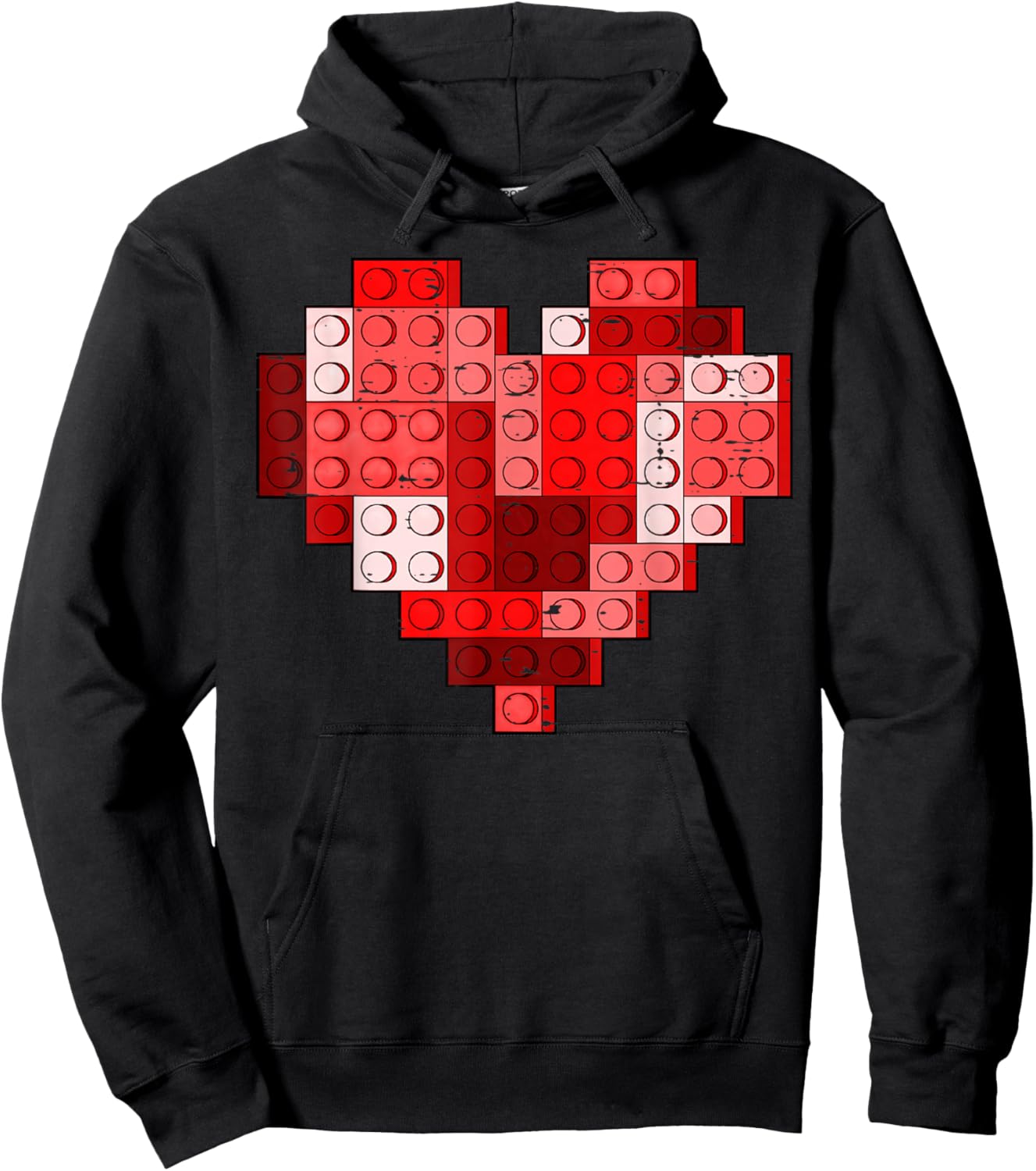 Valentines Day Heart Building Blocks Bricks Boys Kid Toddler Hoodie - Hoodie | Black