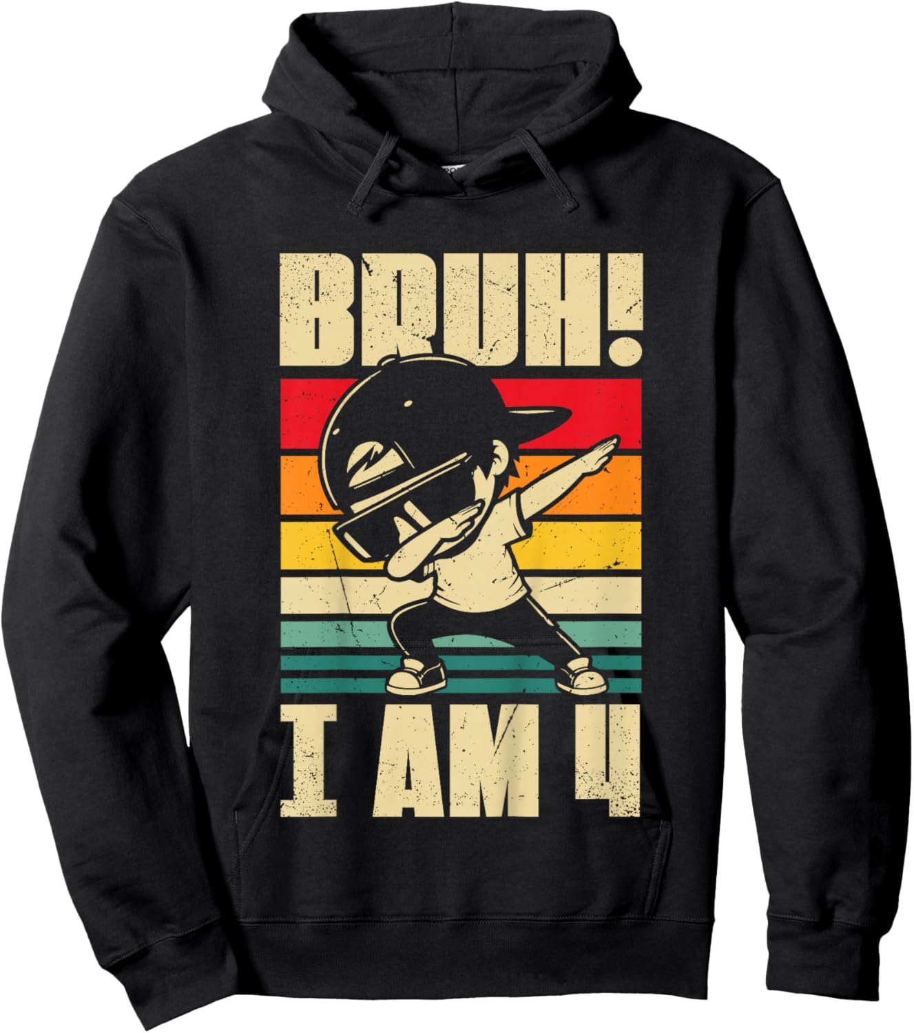 Bruh I Am 4 Year Old Dabbing Boy 4th Birthday Decorations Hoodie - Hoodie | Black