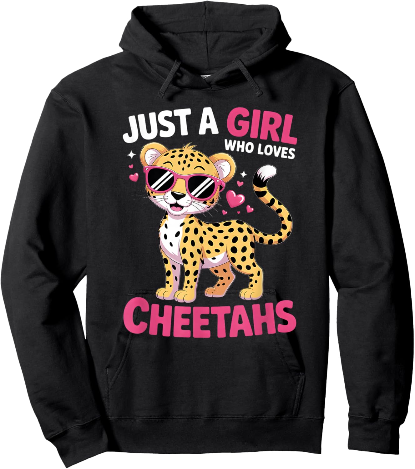 Girls Cheetah Hoodie - Hoodie | Black