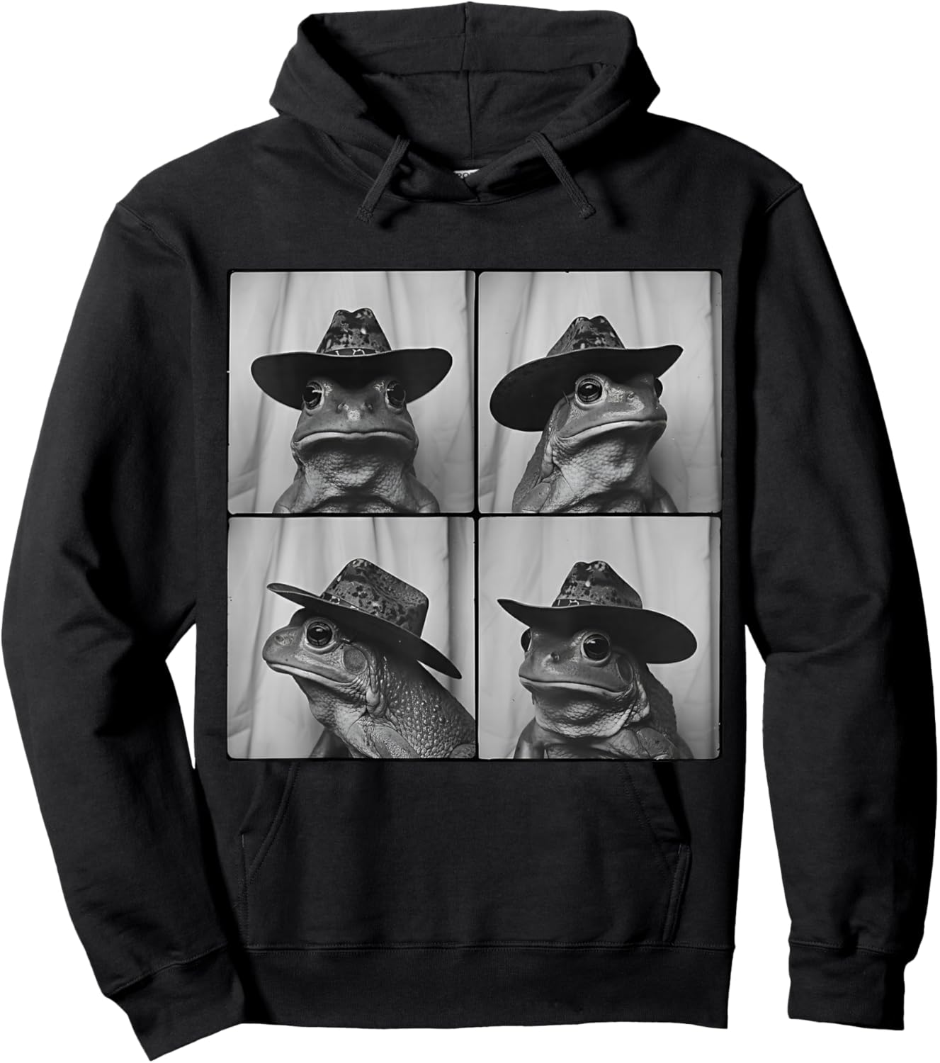 Frog in Cowboy Hat Funny Animal Photobooth Frog Boys Kids Hoodie - Hoodie | Black