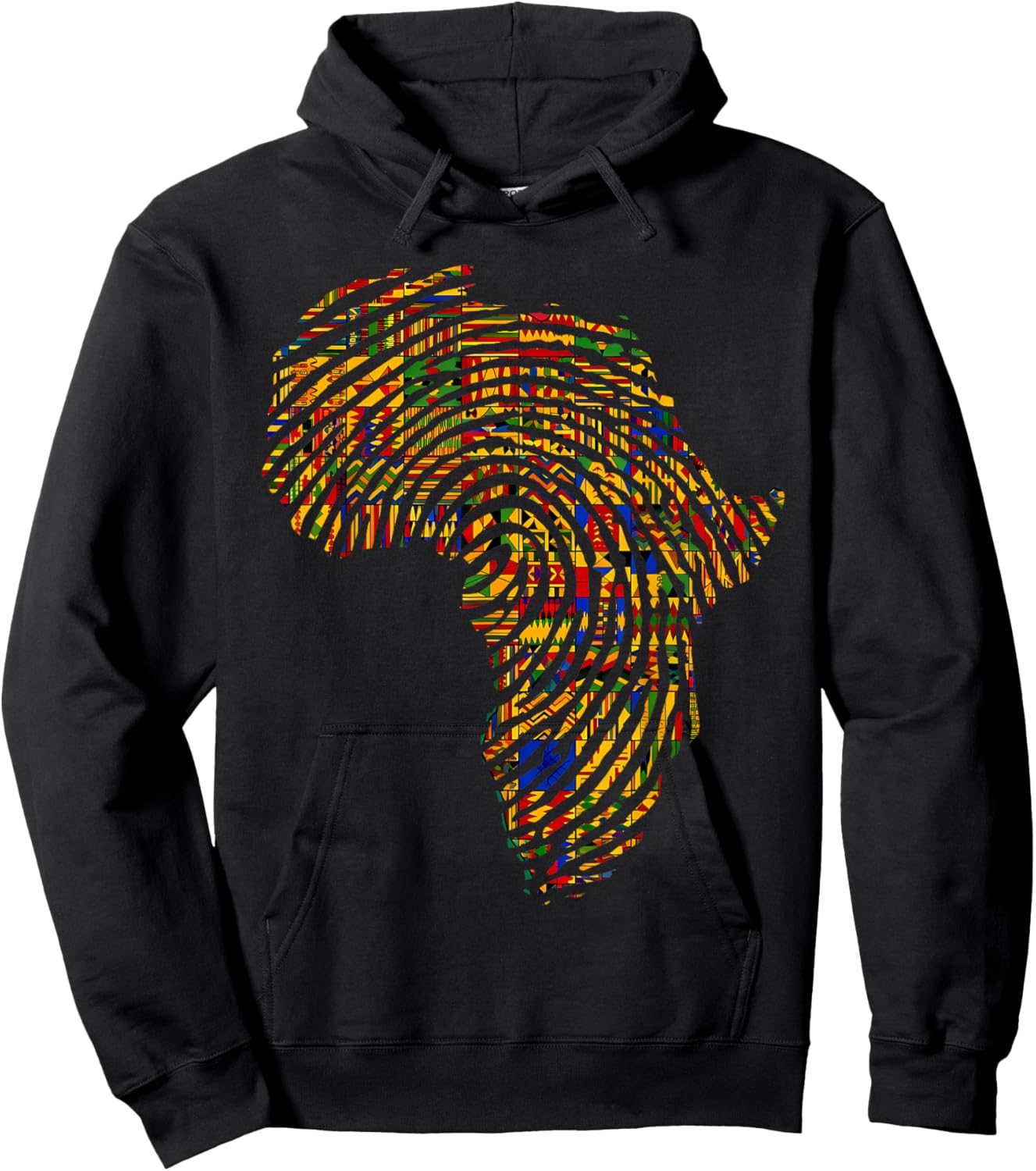 Africa Map Kente Cloth African Print Roots Traditional Art Hoodie - Hoodie | Black