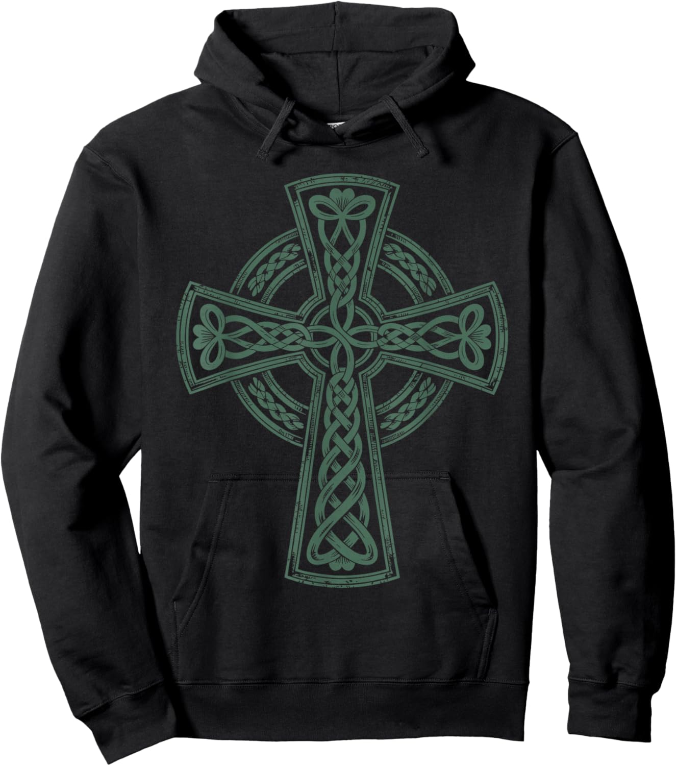 Vintage Distressed Celtic Cross Saint Patricks Day Hoodie - Hoodie | Black