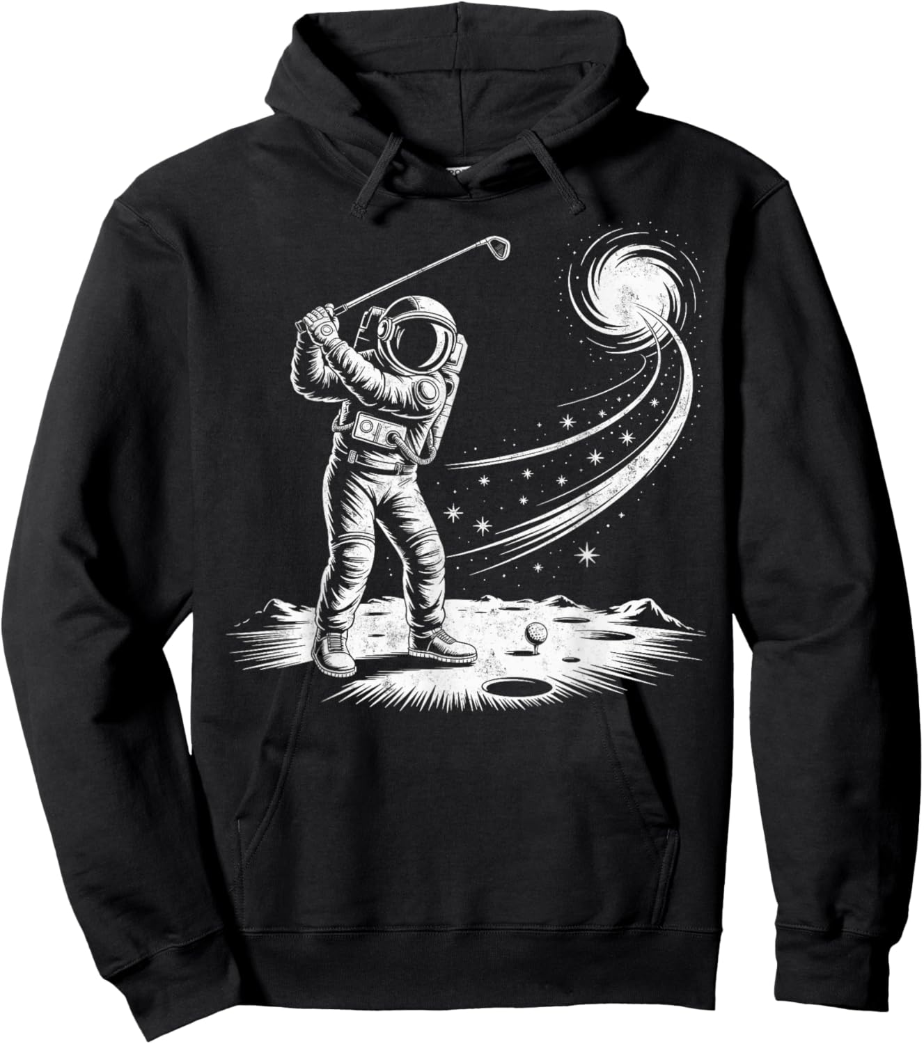 Vintage Astronaut Golf Player Golfing Golfer Joke Humor Hoodie - Hoodie | Black