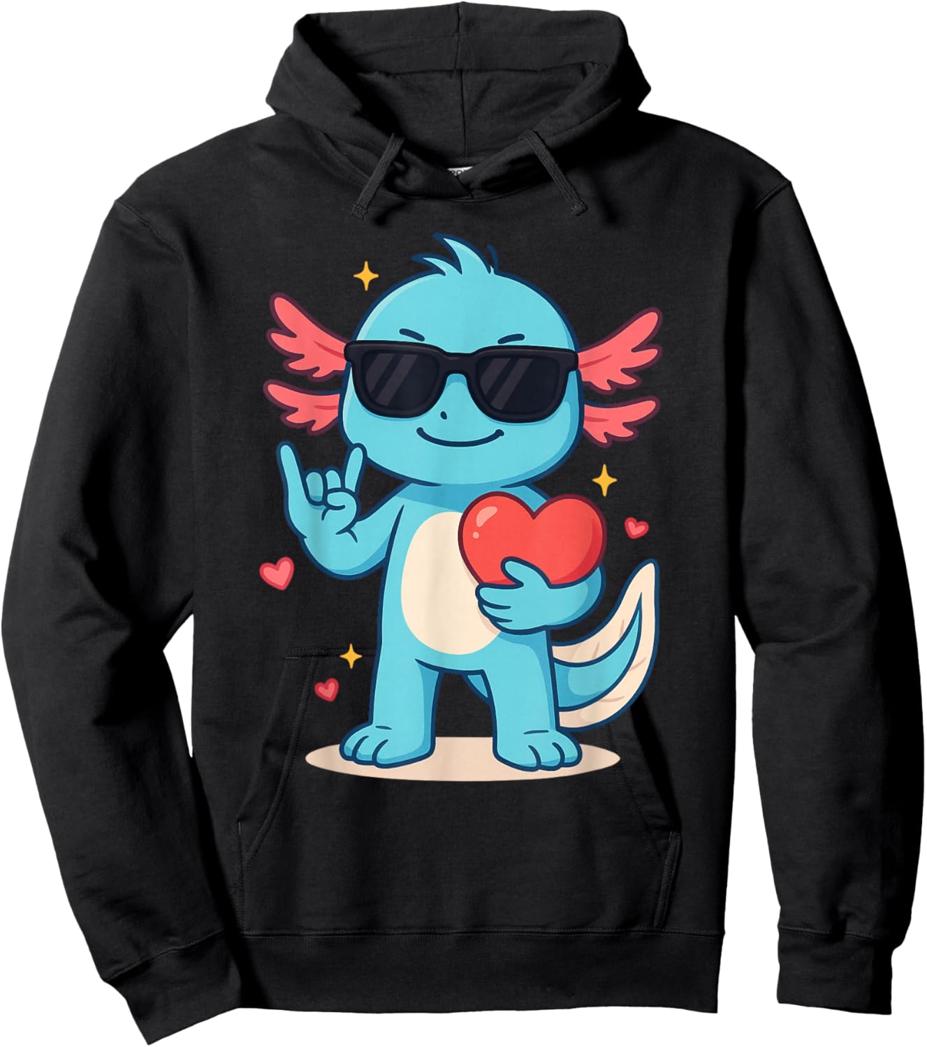 Cute Axolotl Valentines Day Love Funny Axolotl Boys Kids Hoodie - Hoodie | Black
