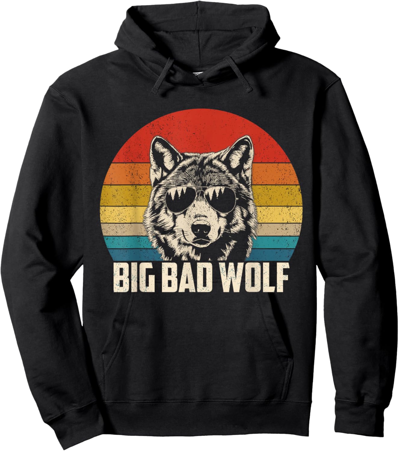 Wolf Spirit Big and Bad Wolf Wolf Pack Funny Wolves Retro Hoodie - Hoodie | Black