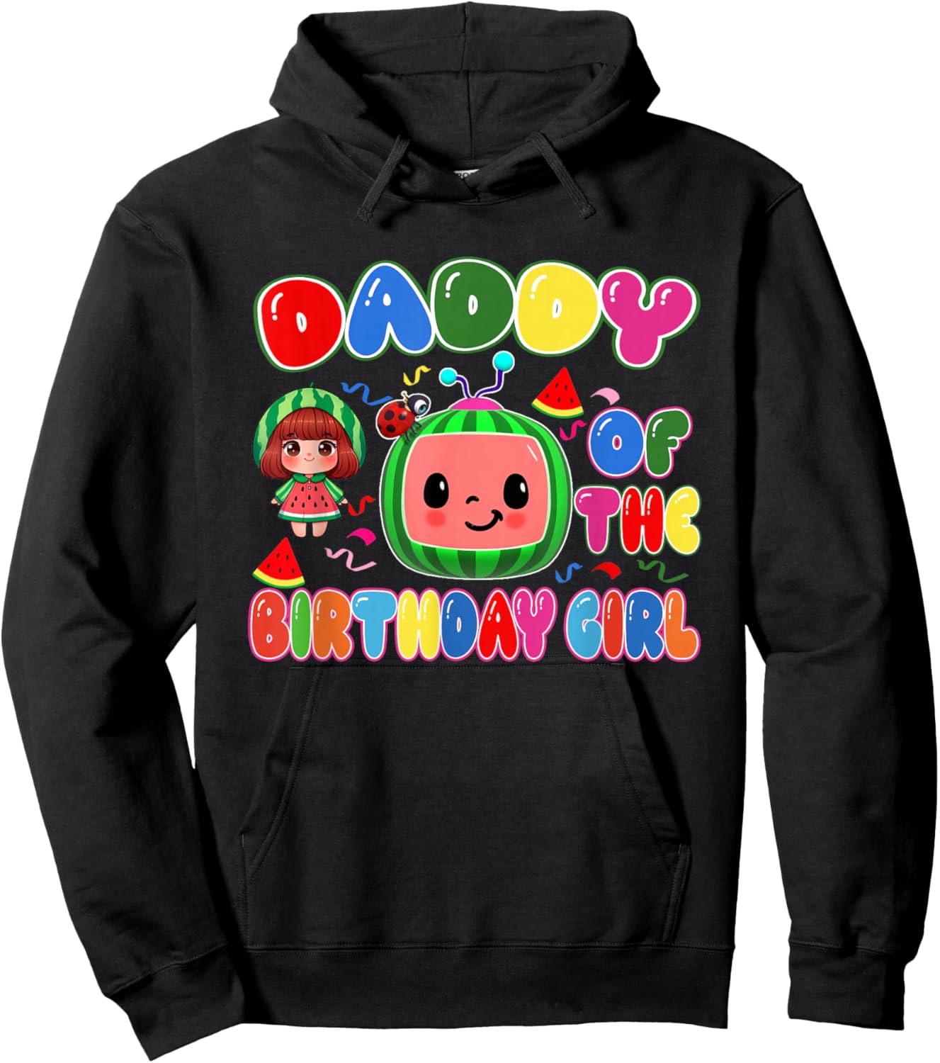 Daddy of The Birthday Girl Melon Family Matching Funny Hoodie - Hoodie | Black