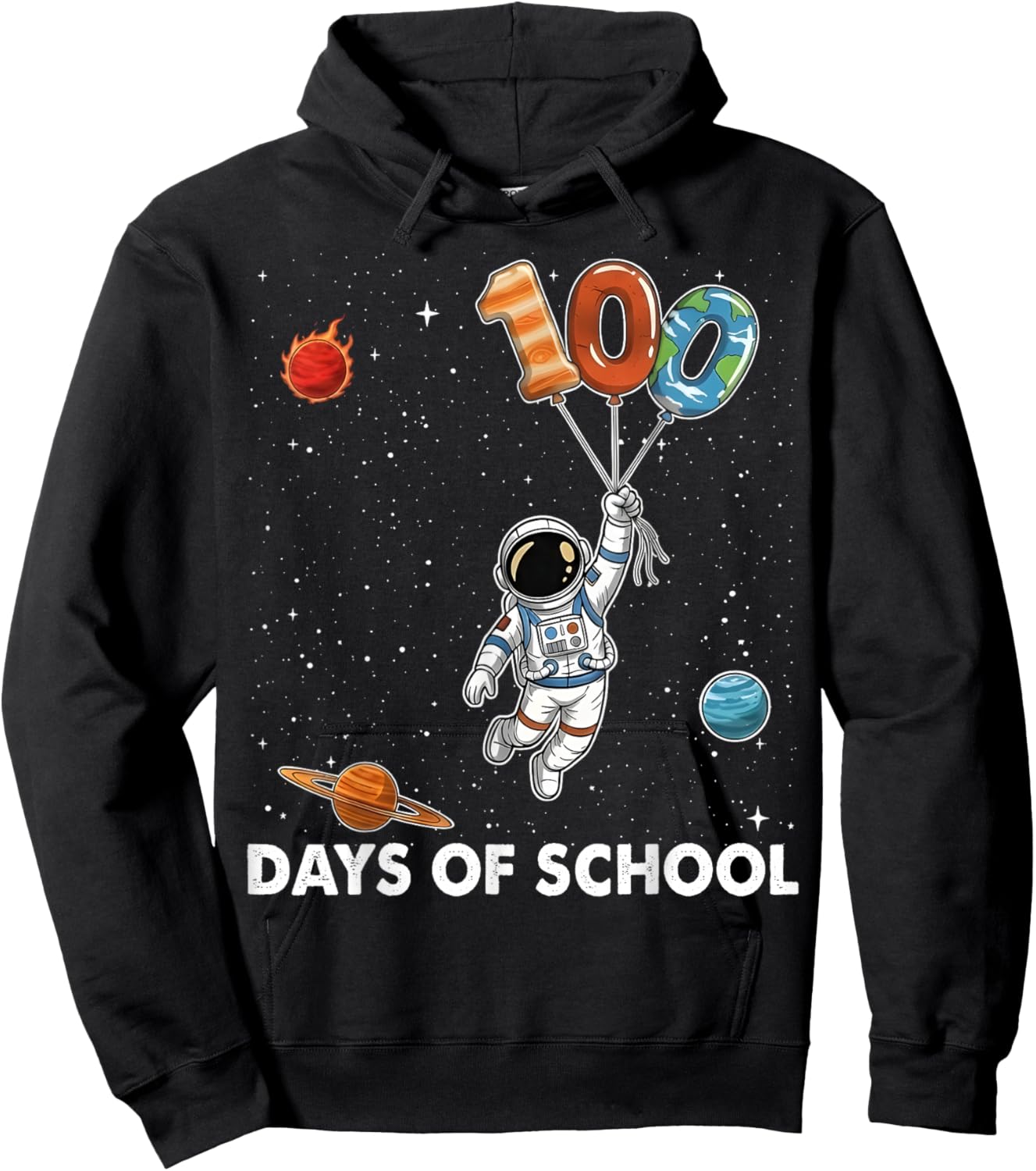 100 Days of School Astronaut Space 100th Day of School Boys Hoodie - Hoodie | Black