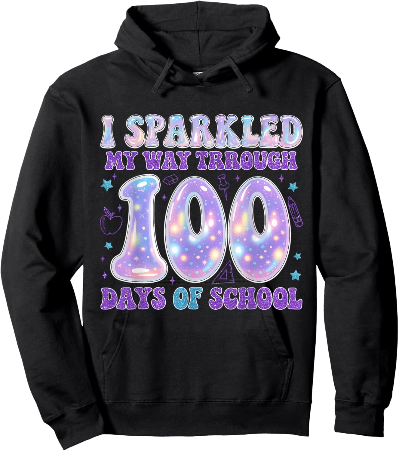 Sparkled My Way Through 100 Days of School Happy 100th Day Hoodie - Hoodie | Black