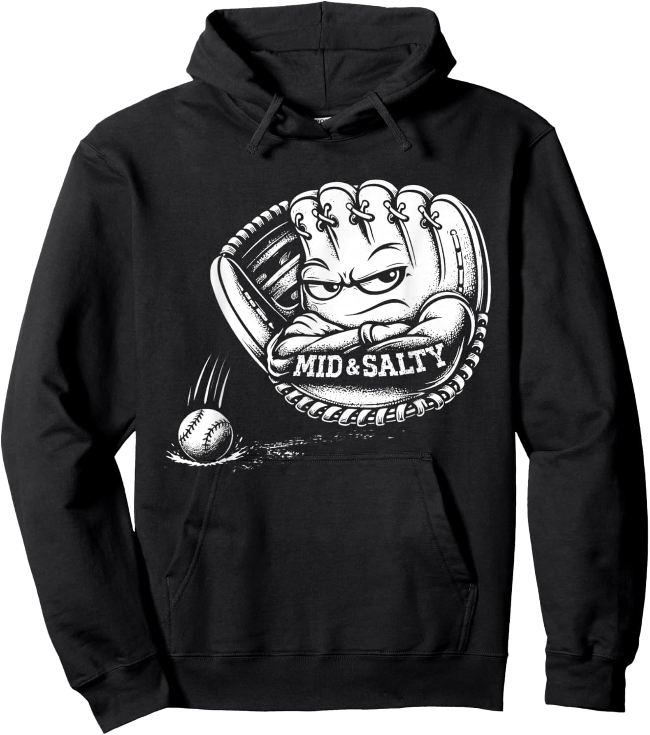 Mid and Salty Baseball Glove Funny Sports T Hoodie - Hoodie | Black
