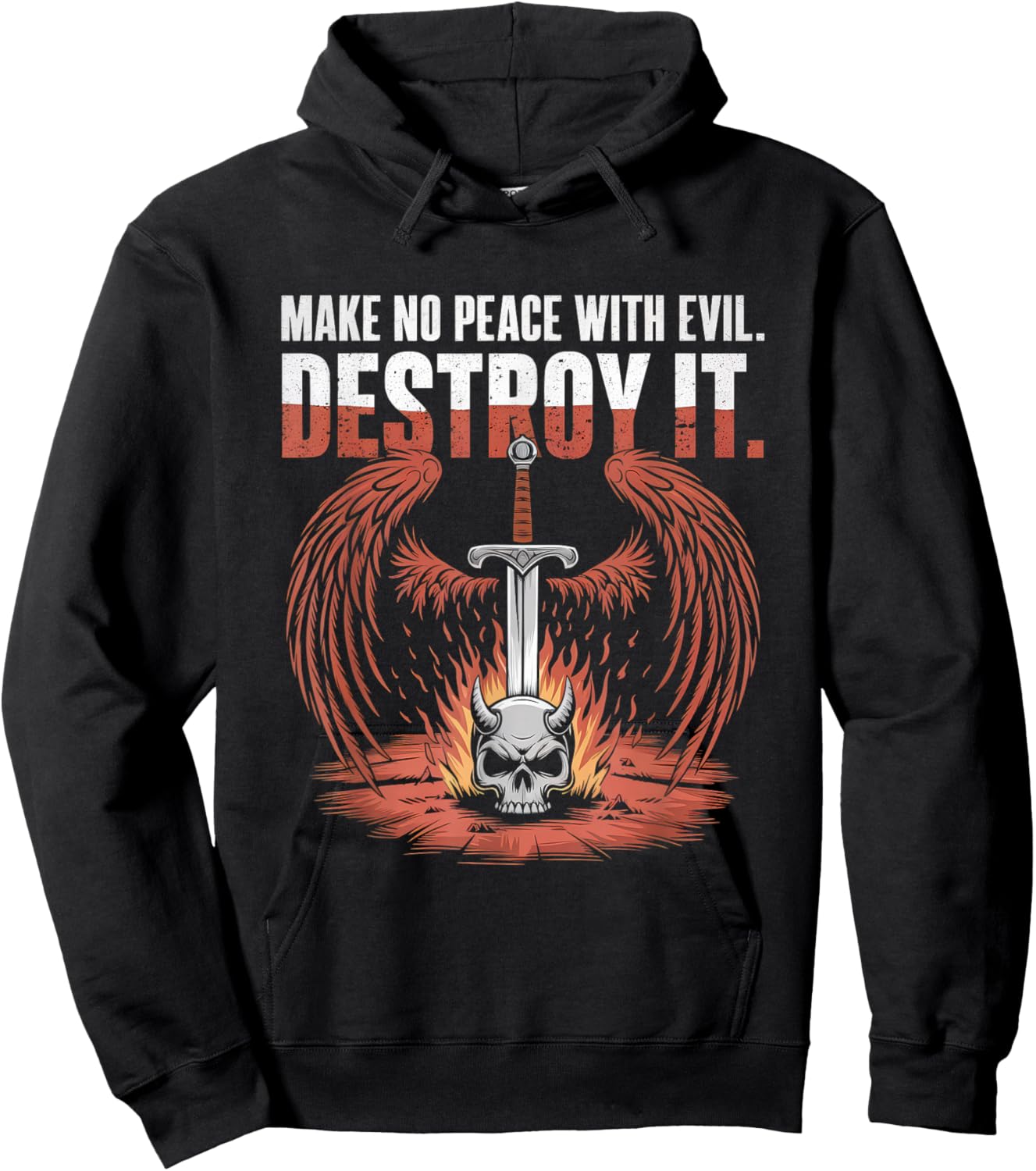 Make No Peace with Evil Archangel Michael Jesus God Hoodie - Hoodie | Black