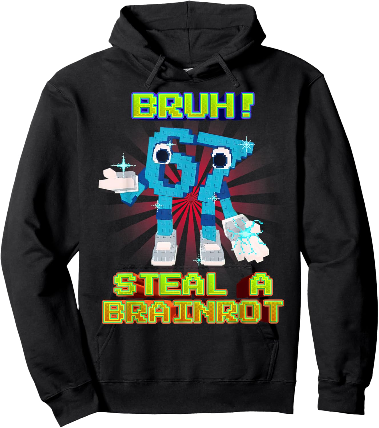 Bruh 67 Six Seven 6-7 Funny Brainrot Meme for Kids Teens Hoodie - Hoodie | Black