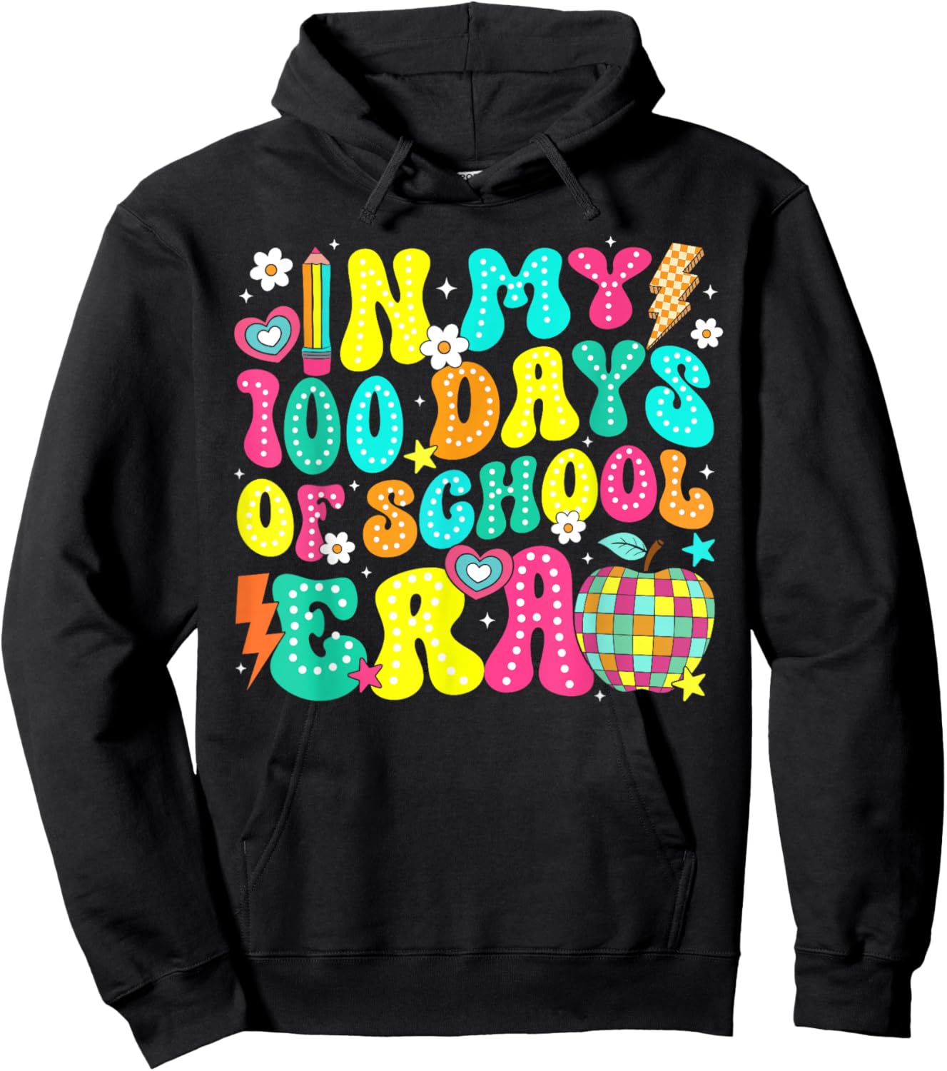 in My 100 Days of School Era Retro 100th Day of School Hoodie - Hoodie | Black