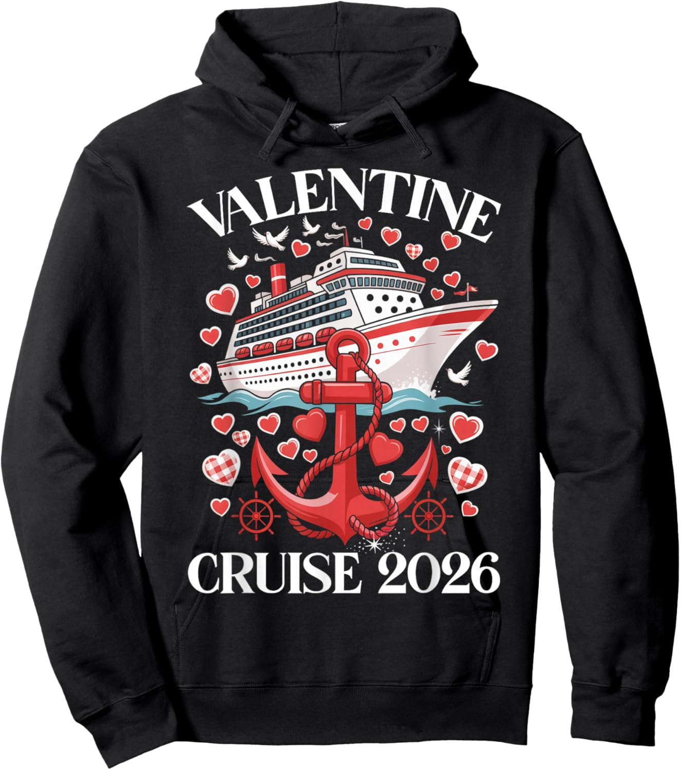 Cute Valentine Cruise 2026 Matching Couple Holiday Hoodie - Hoodie | Black