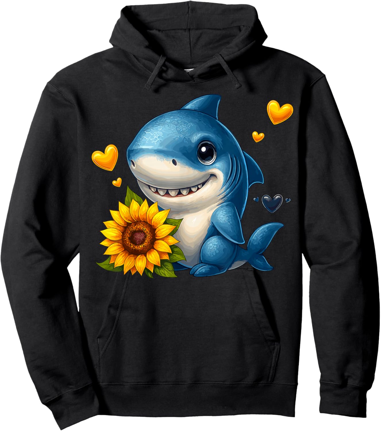 Sunflower Shark Hoodie - Hoodie | Black