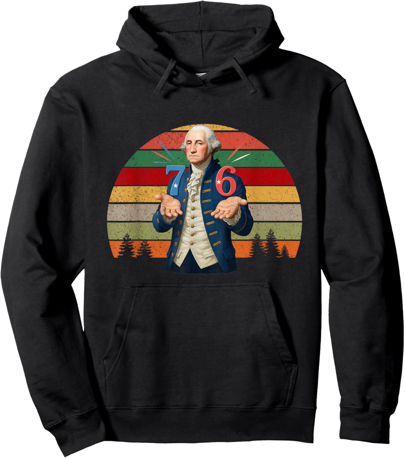 6-7 7-6 George Washington Seven Six Teacher American Retro Hoodie - Hoodie | Black