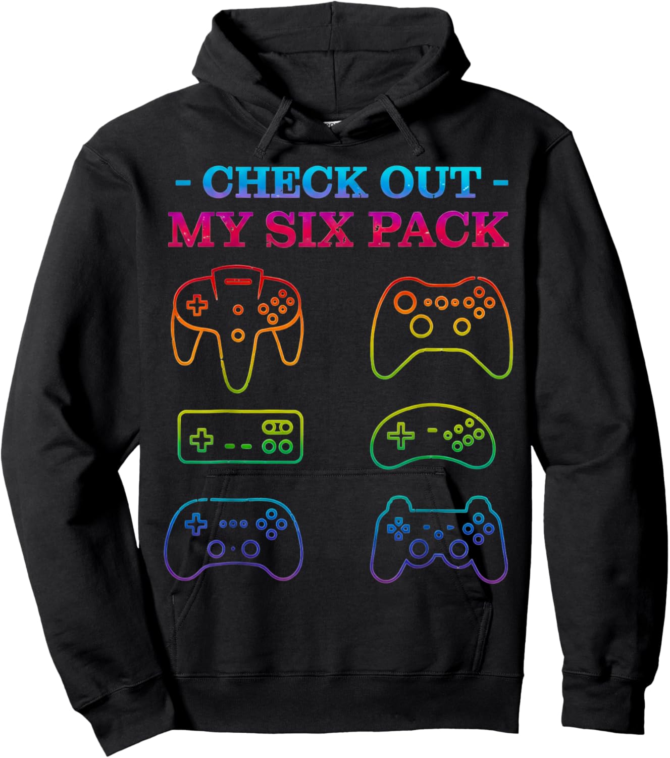 Check Out My 6 Six Pack Gamer Video Controller Gaming Hoodie - Hoodie | Black