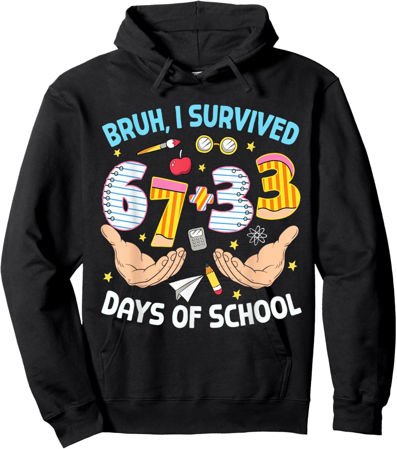 Bruh I Survived 67 33 Days of School Six Seven 100th Day Boy Hoodie - Hoodie | Black