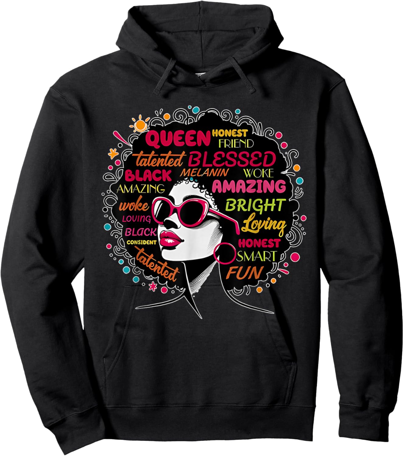 Black Queen Afro Melanin Paint Dripping Juneteenth Hoodie - Hoodie | Black